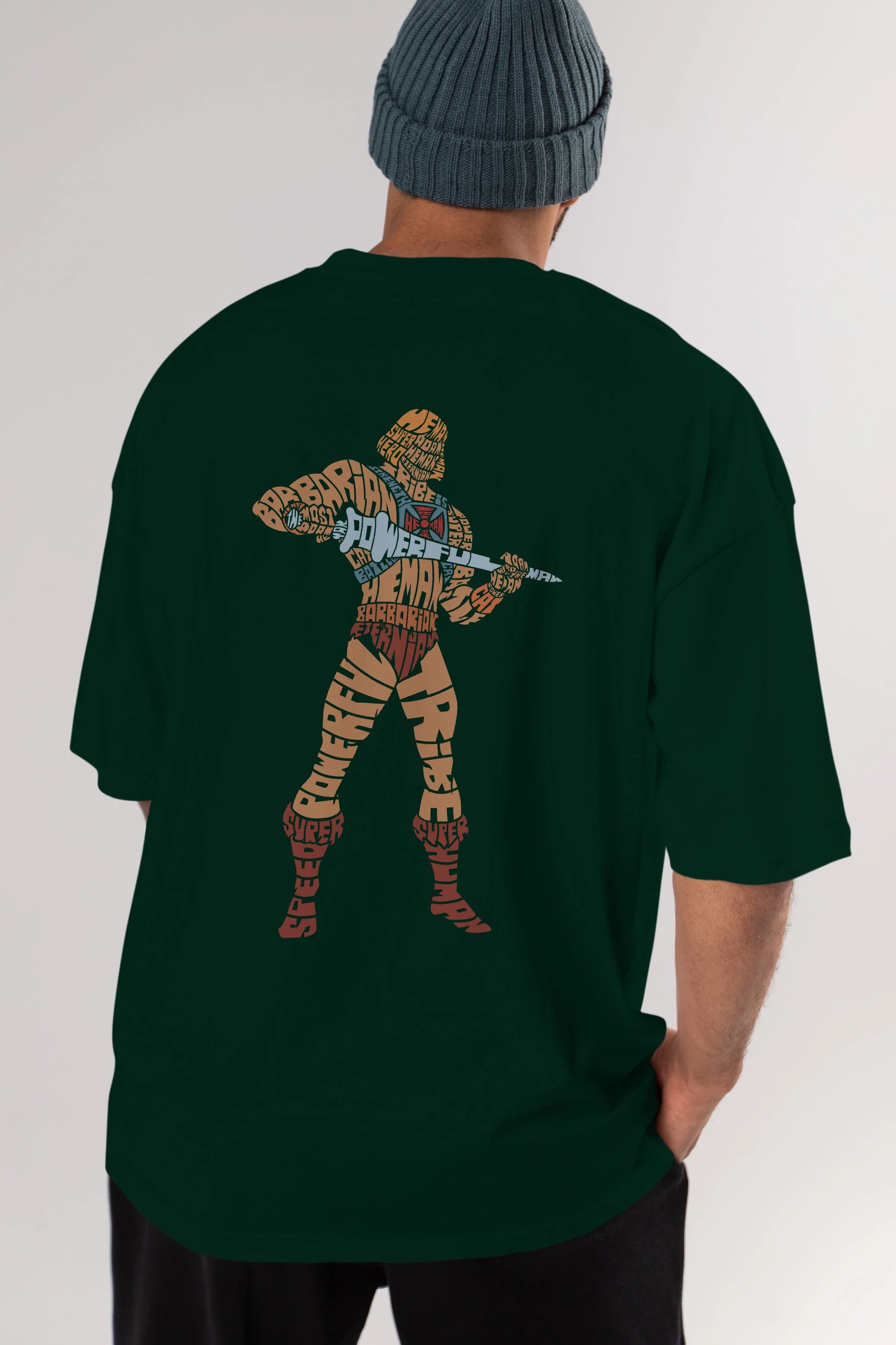 Heman Arka Baskılı Oversize t-shirt %100 pamuk Erkek Kadın Unisex