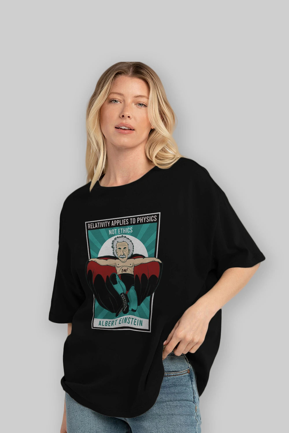 Nacho Libre Einstein Ön Baskılı Oversize t-shirt Erkek Kadın Unisex %100 Pamuk tişort