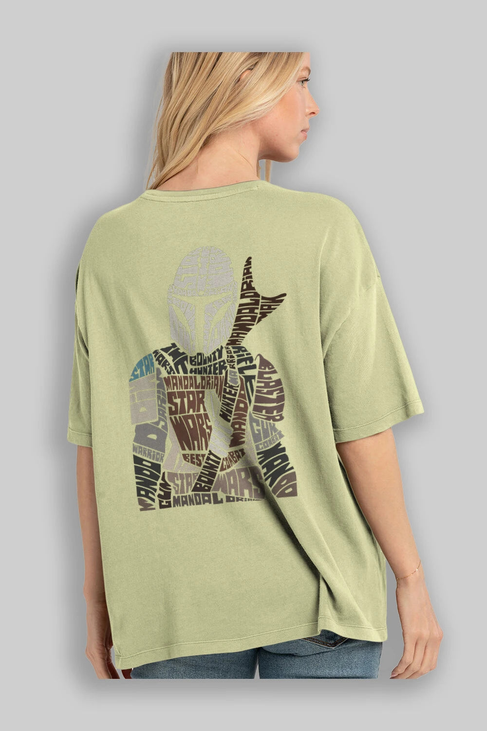 Mandalorian Arka Baskılı Oversize t-shirt %100 pamuk Erkek Kadın Unisex