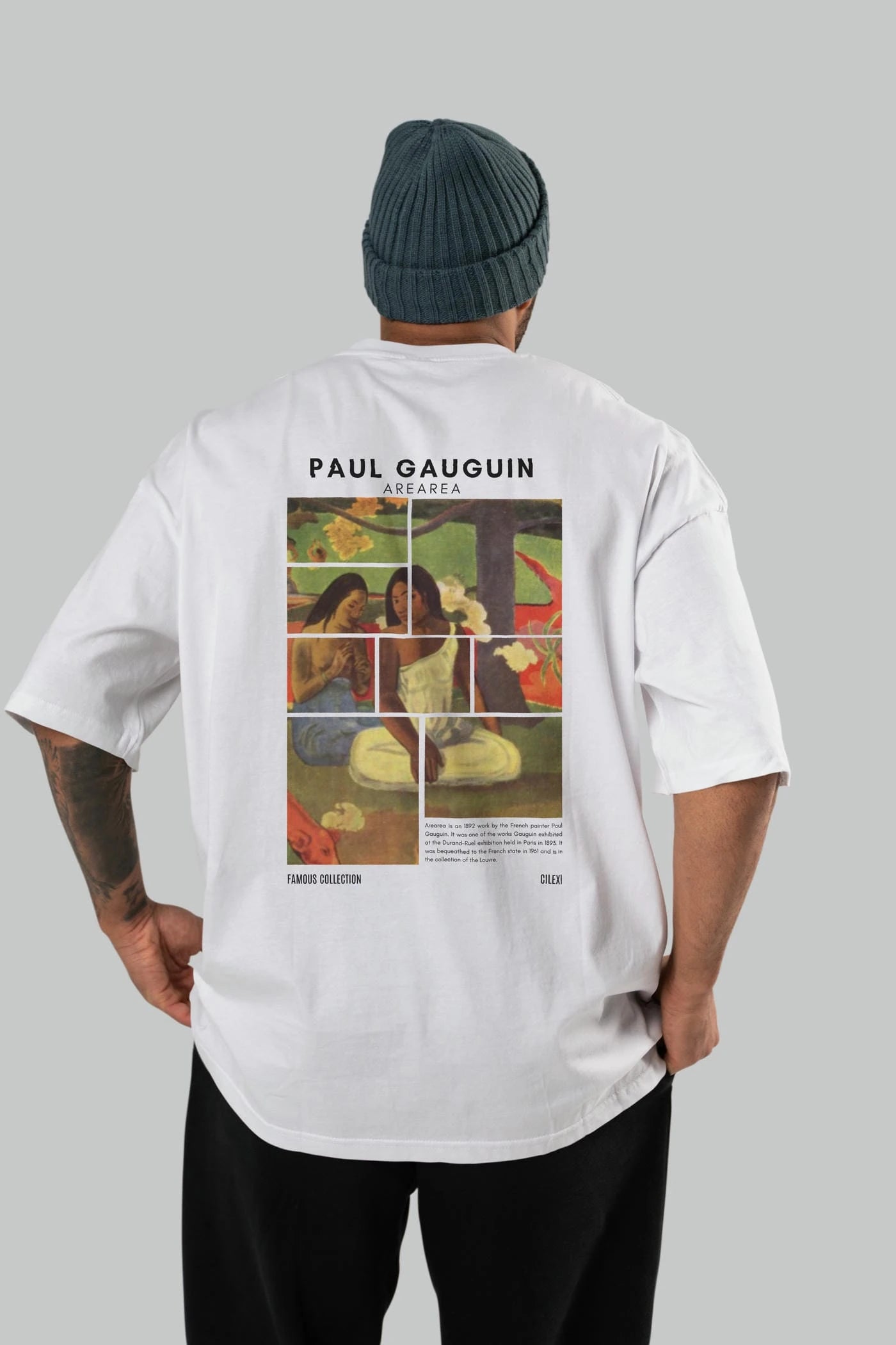 Paul Gauguin Arearea Arka Baskılı Oversize t-shirt Erkek Kadın Bisiklet Yaka Pamuk tişort