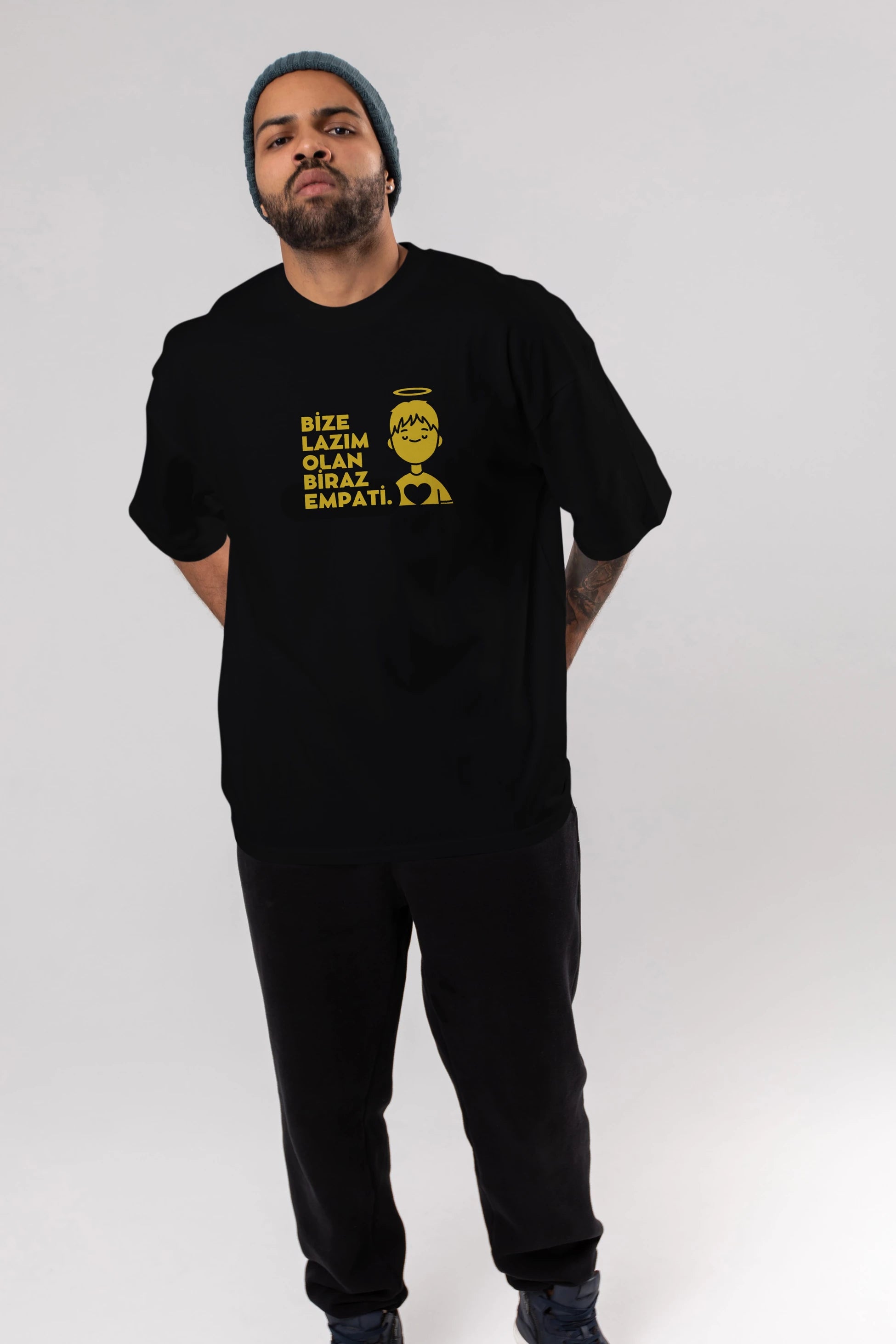Bize Lazım Olan Biraz Empati Ön Baskılı Oversize t-shirt Erkek Kadın Unisex