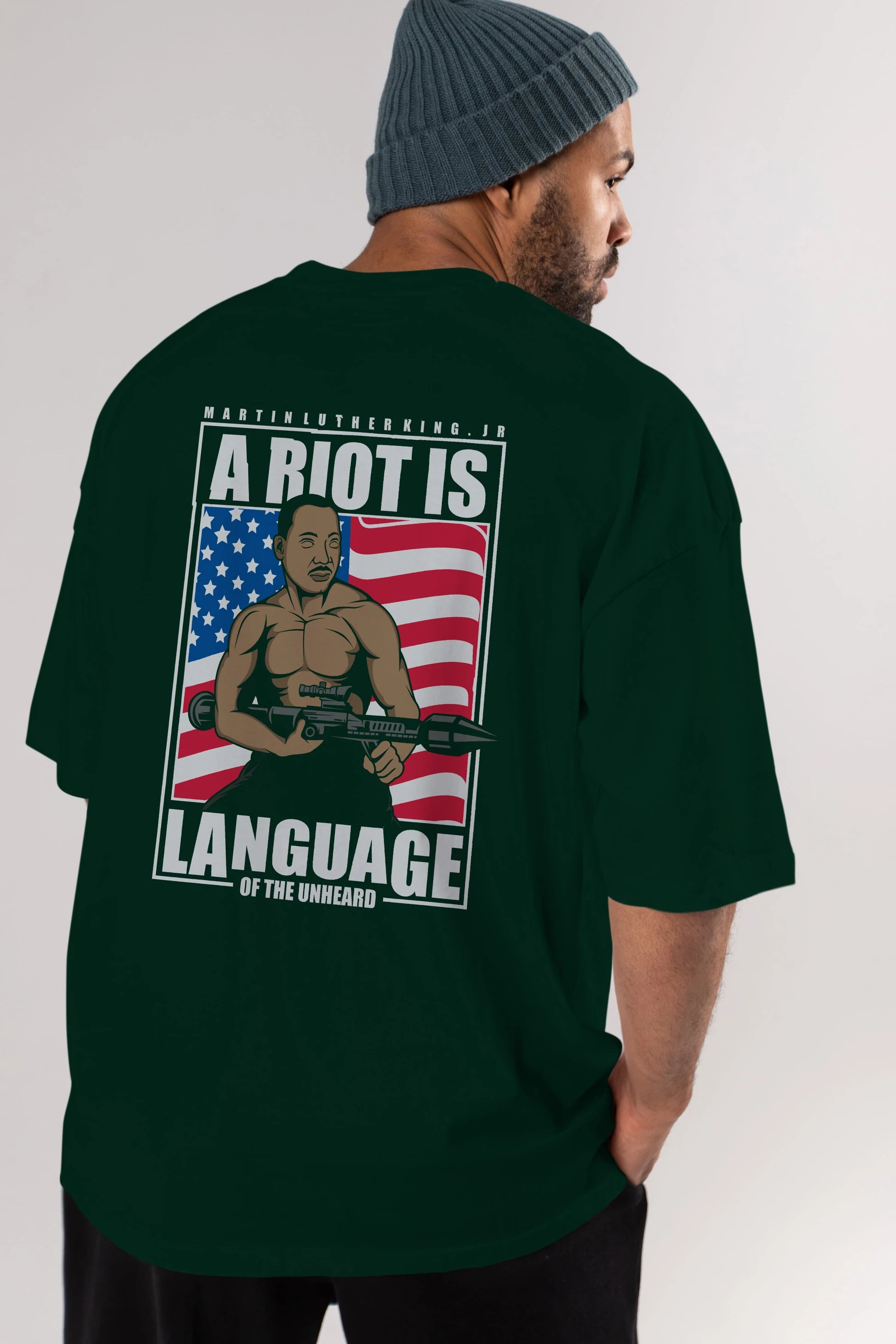 Luther King Jr Rambo Arka Baskılı Oversize t-shirt Erkek Kadın Unisex %100 Pamuk tişort