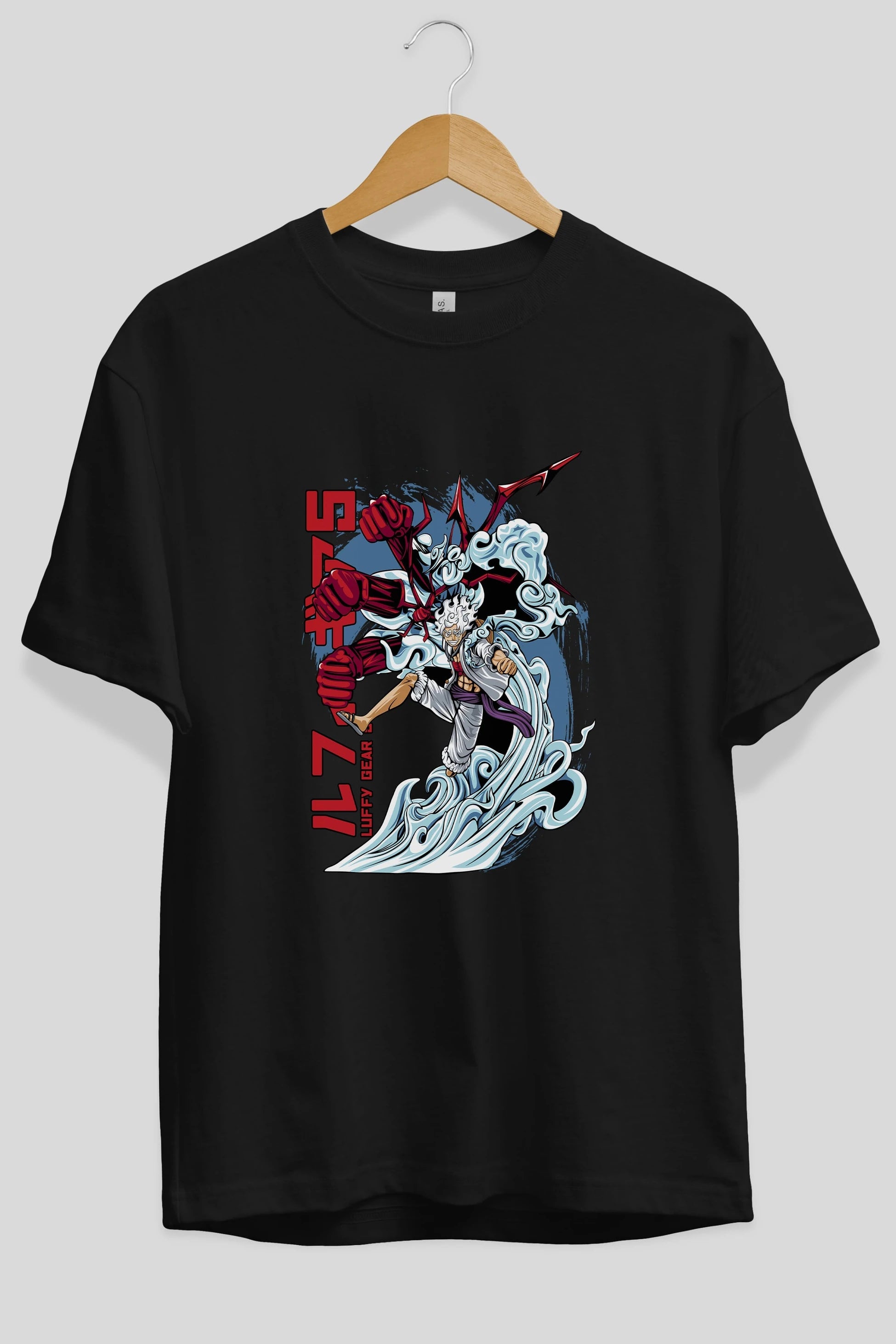 MONKEY D. LUFFY GEAR5 2 Anime Ön Baskılı Oversize t-shirt %100 pamuk Erkek Kadın Unisex