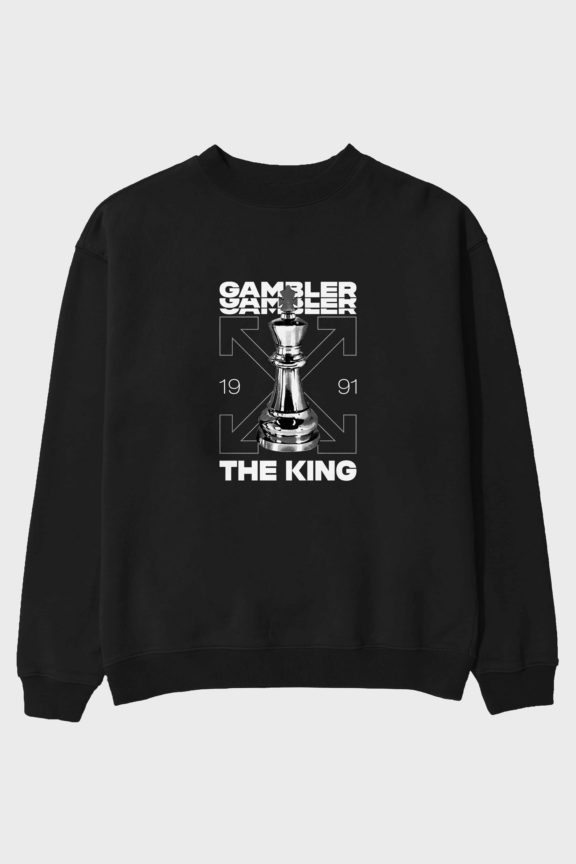 Gambler The King Ön Baskılı Oversize Sweatshirt Erkek Kadın Unisex
