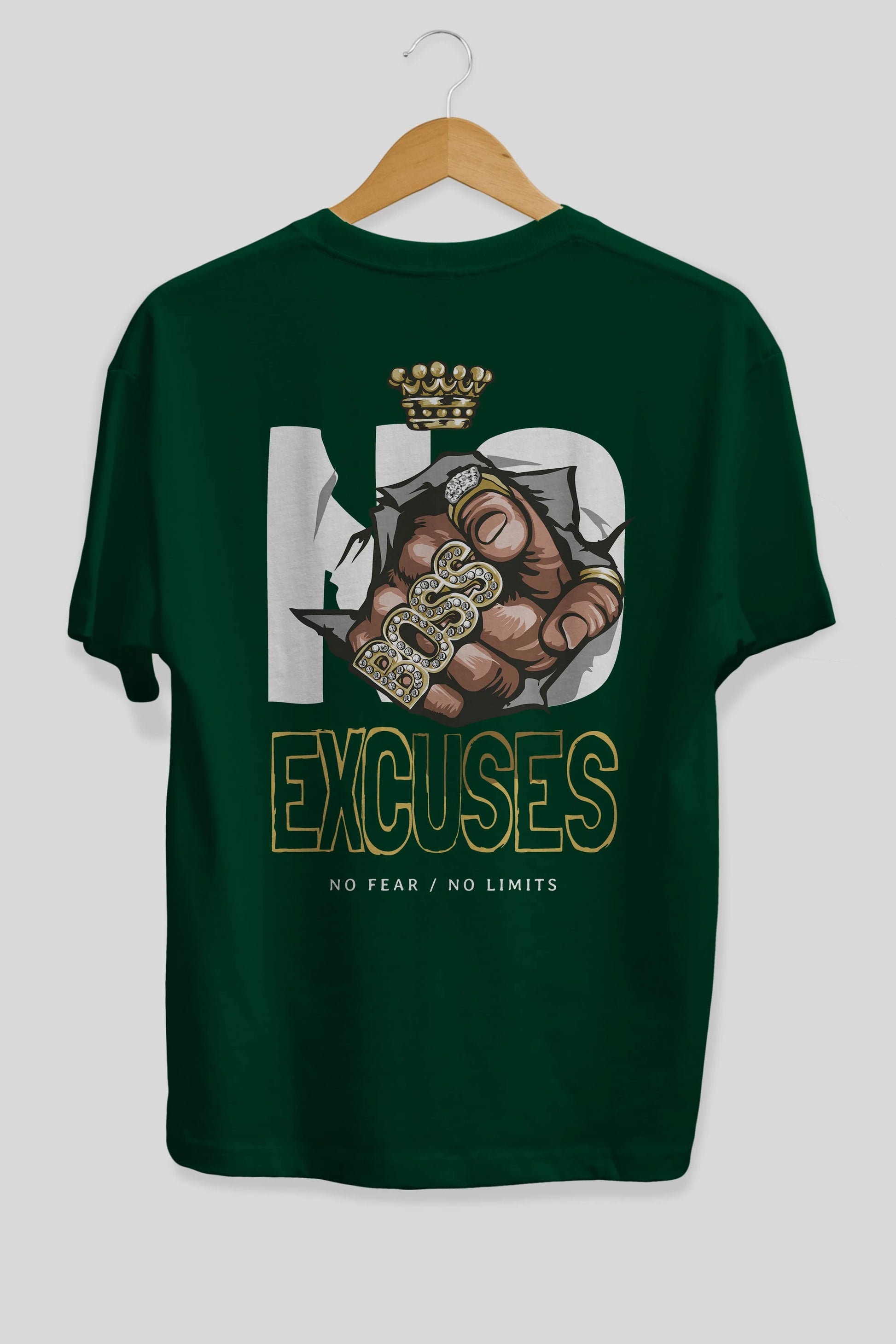 No Excuses Arka Baskılı Oversize t-shirt Erkek Kadın Unisex