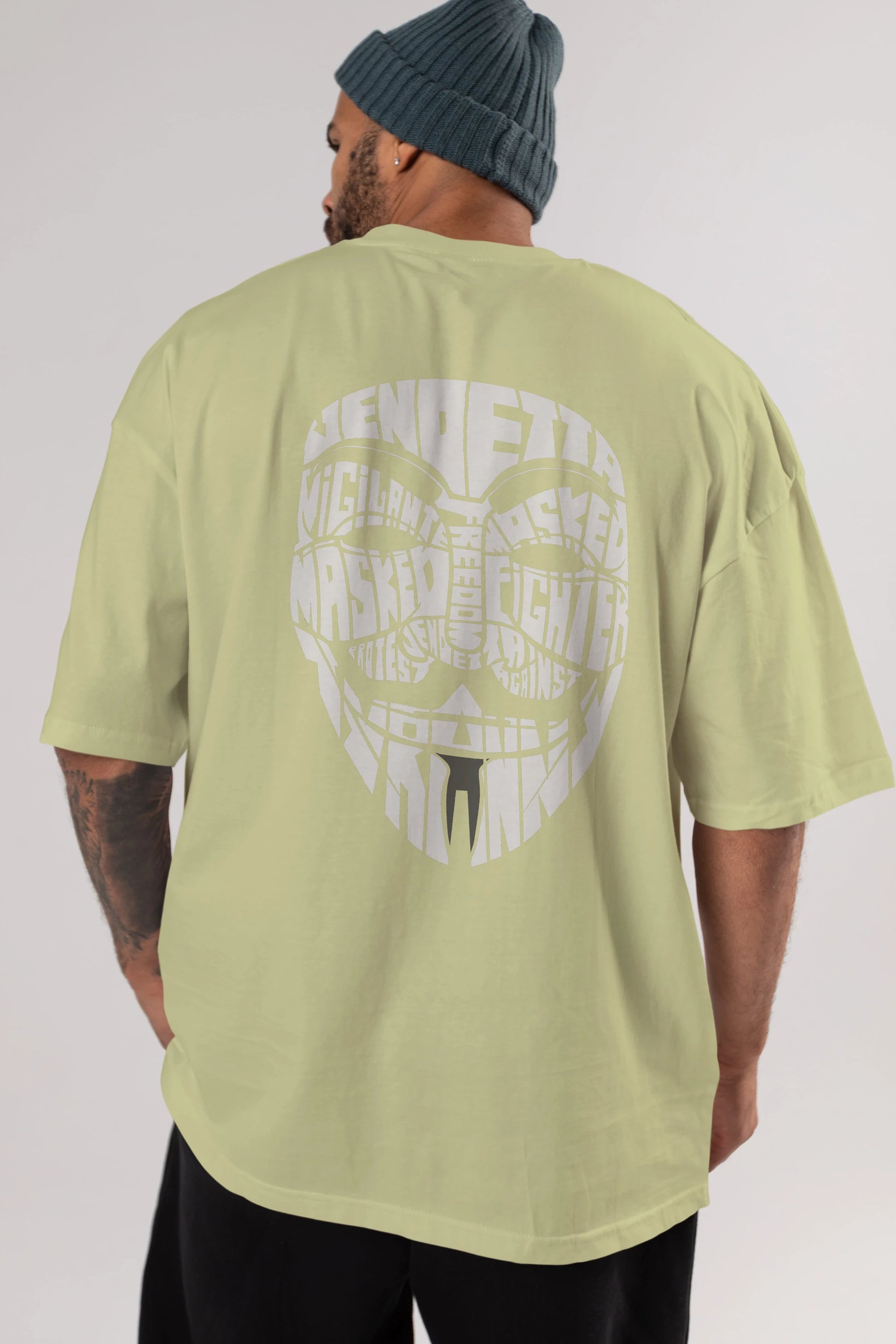 Vendetta Arka Baskılı Oversize t-shirt %100 pamuk Erkek Kadın Unisex