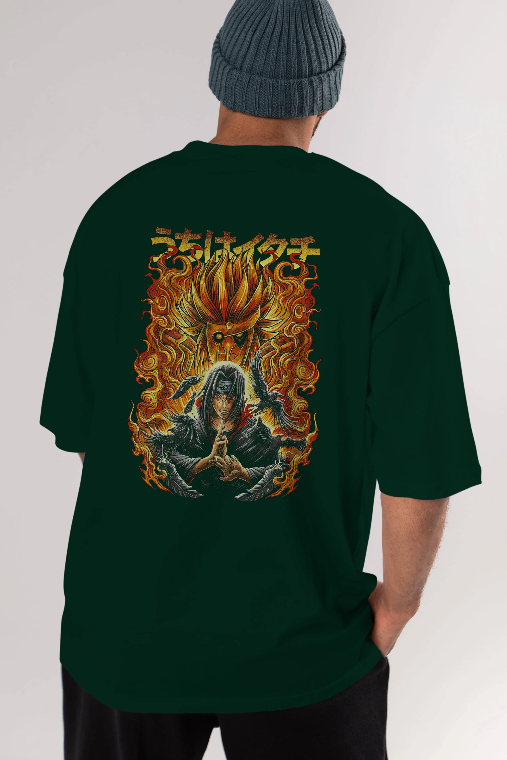 NARUTO ITACHI UCHIHA Anime Arka Baskılı Oversize t-shirt Erkek Kadın Unisex