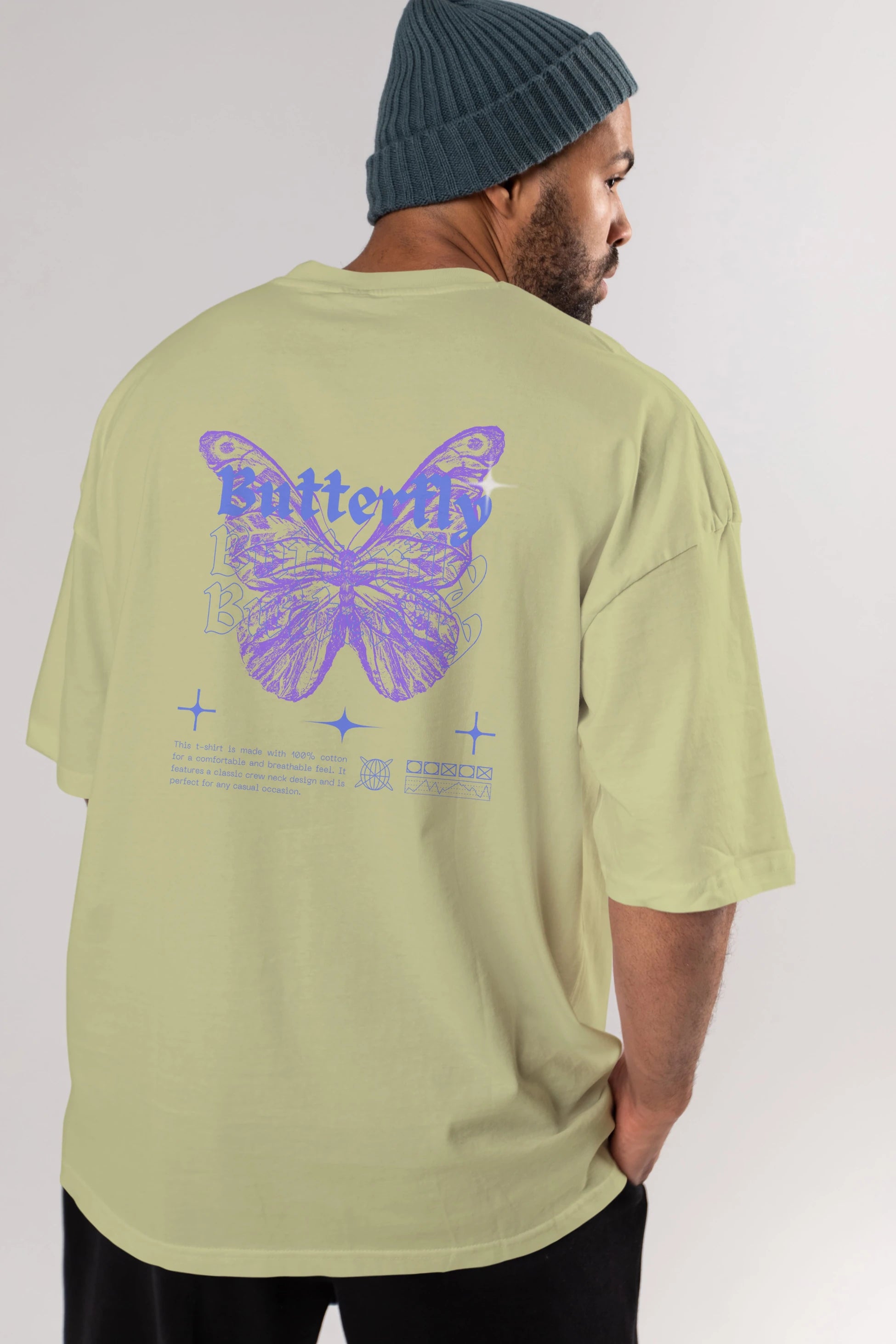 Butterfly Streetwear Arka Baskılı Oversize t-shirt Erkek Kadın Unisex