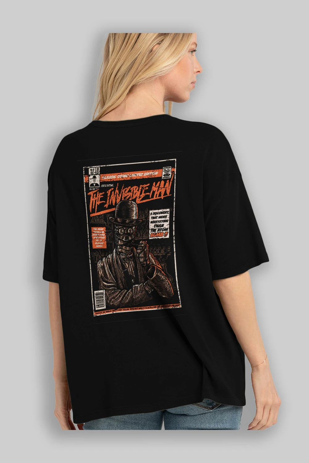 The Invisible Man Arka Baskılı Oversize t-shirt Erkek Kadın Unisex %100 Pamuk