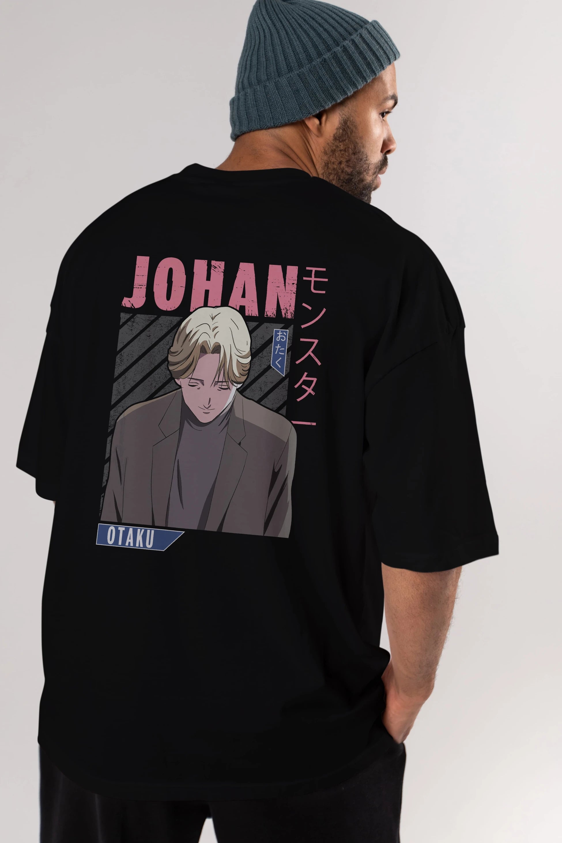 Johan Liebert MONSTER Anime Arka Baskılı Oversize t-shirt Erkek Kadın Unisex