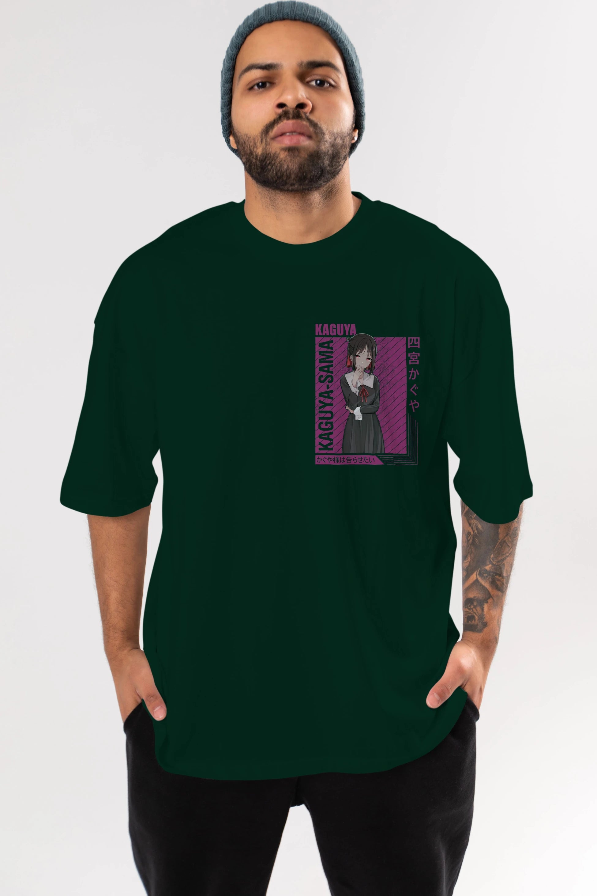 Kaguya Shinomiya 4 1 Ön Sol Baskılı Oversize t-shirt Erkek Kadın Unisex %100 Pamuk Bisiklet Yaka tişort
