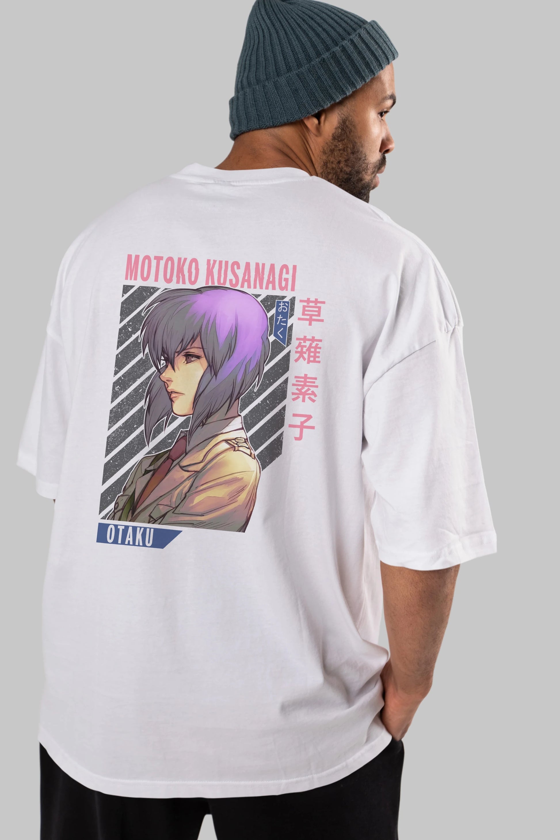 Motoko Kusanagi 4 Anime Arka Baskılı Oversize t-shirt Erkek Kadın Unisex