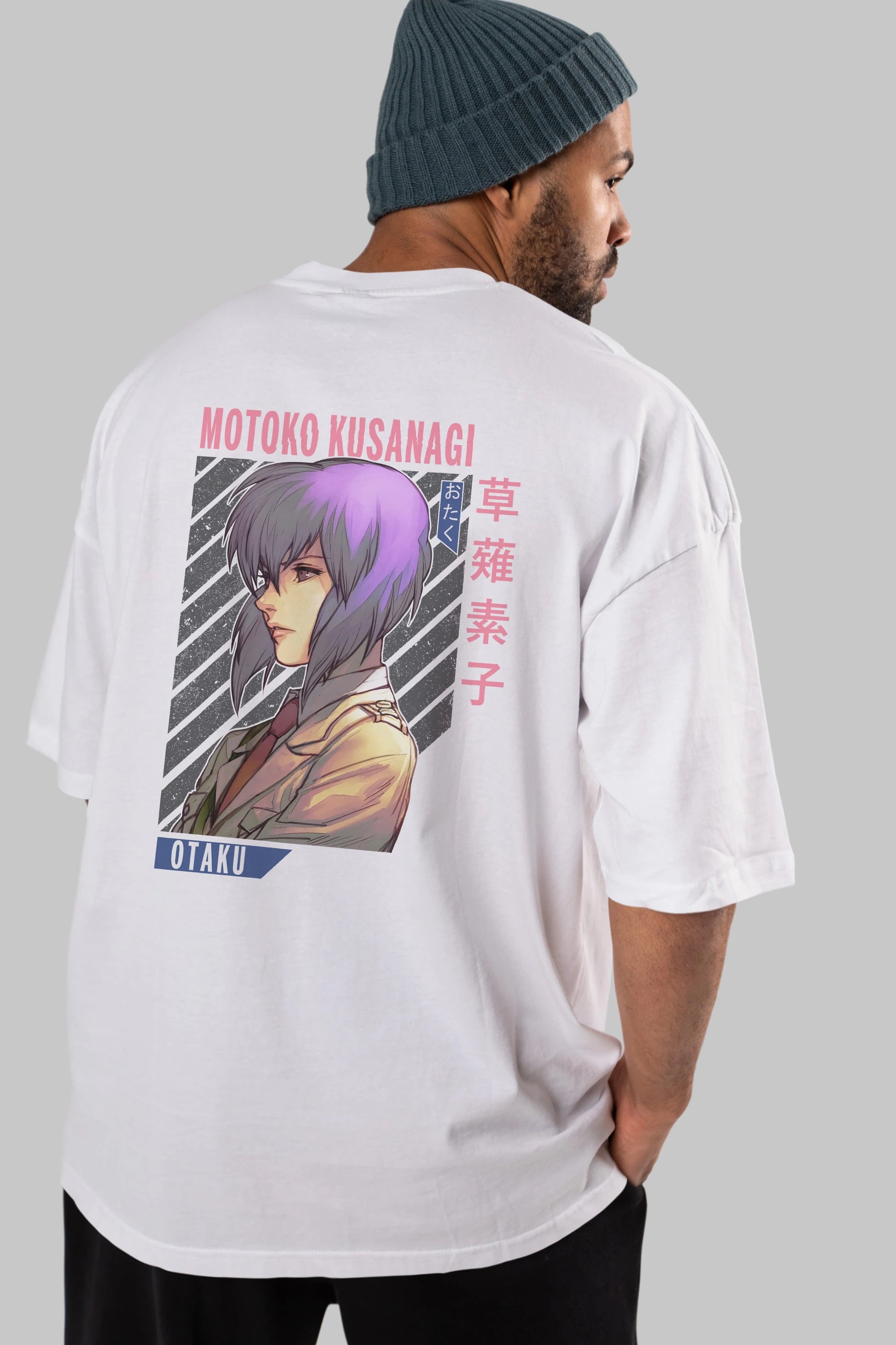 Motoko Kusanagi 4 Anime Arka Baskılı Oversize t-shirt Erkek Kadın Unisex