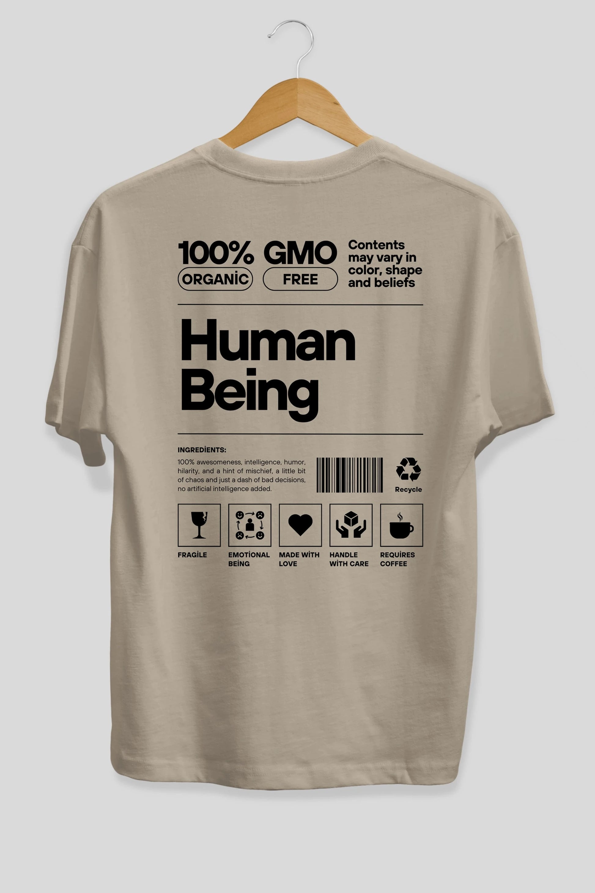 Human Being Arka Baskılı Oversize t-shirt Erkek Kadın Unisex