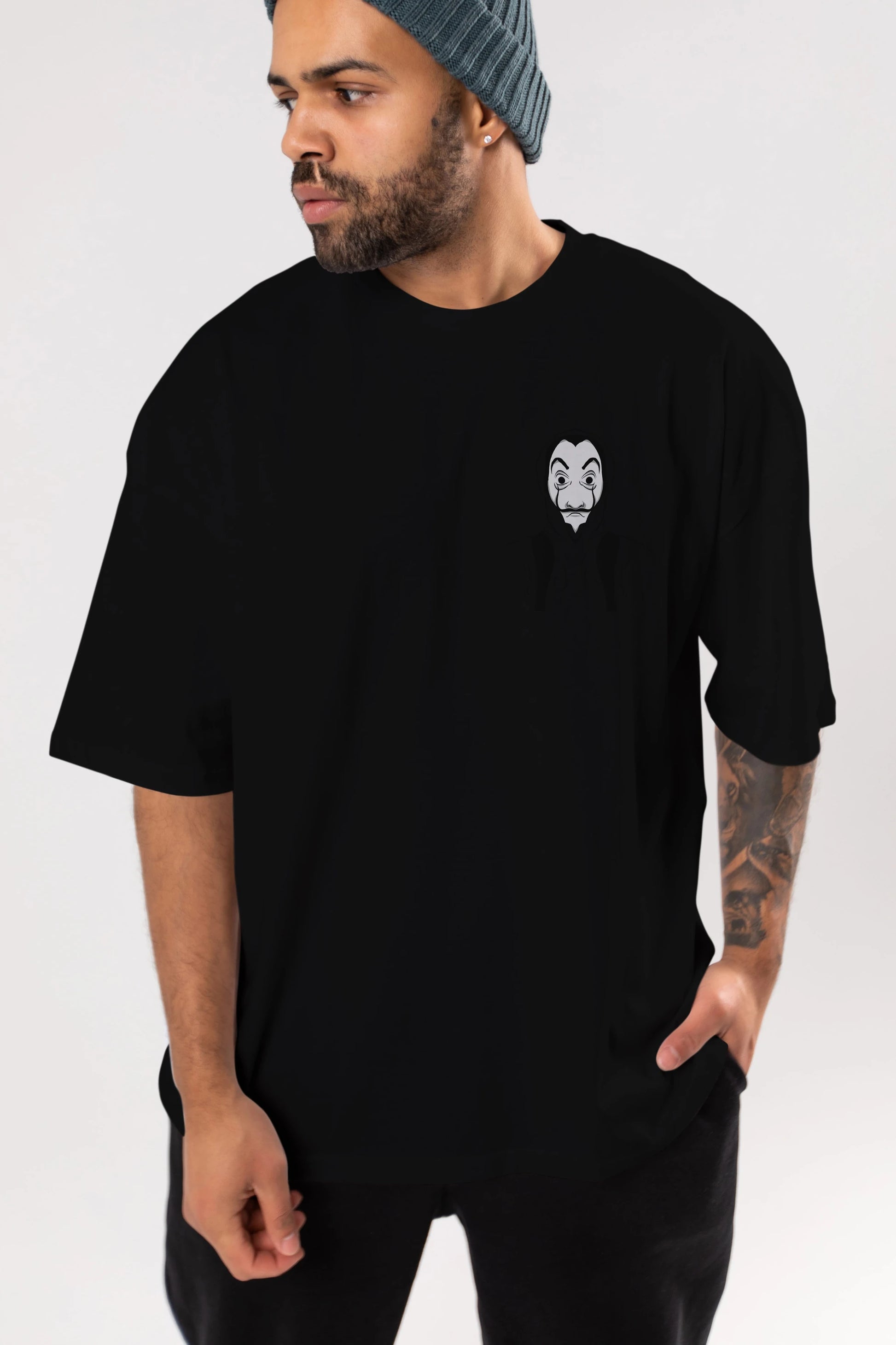 La Casa De Papel (7) Ön Sol Baskılı Oversize t-shirt Erkek Kadın Unisex %100 Pamuk Bisiklet Yaka tişort