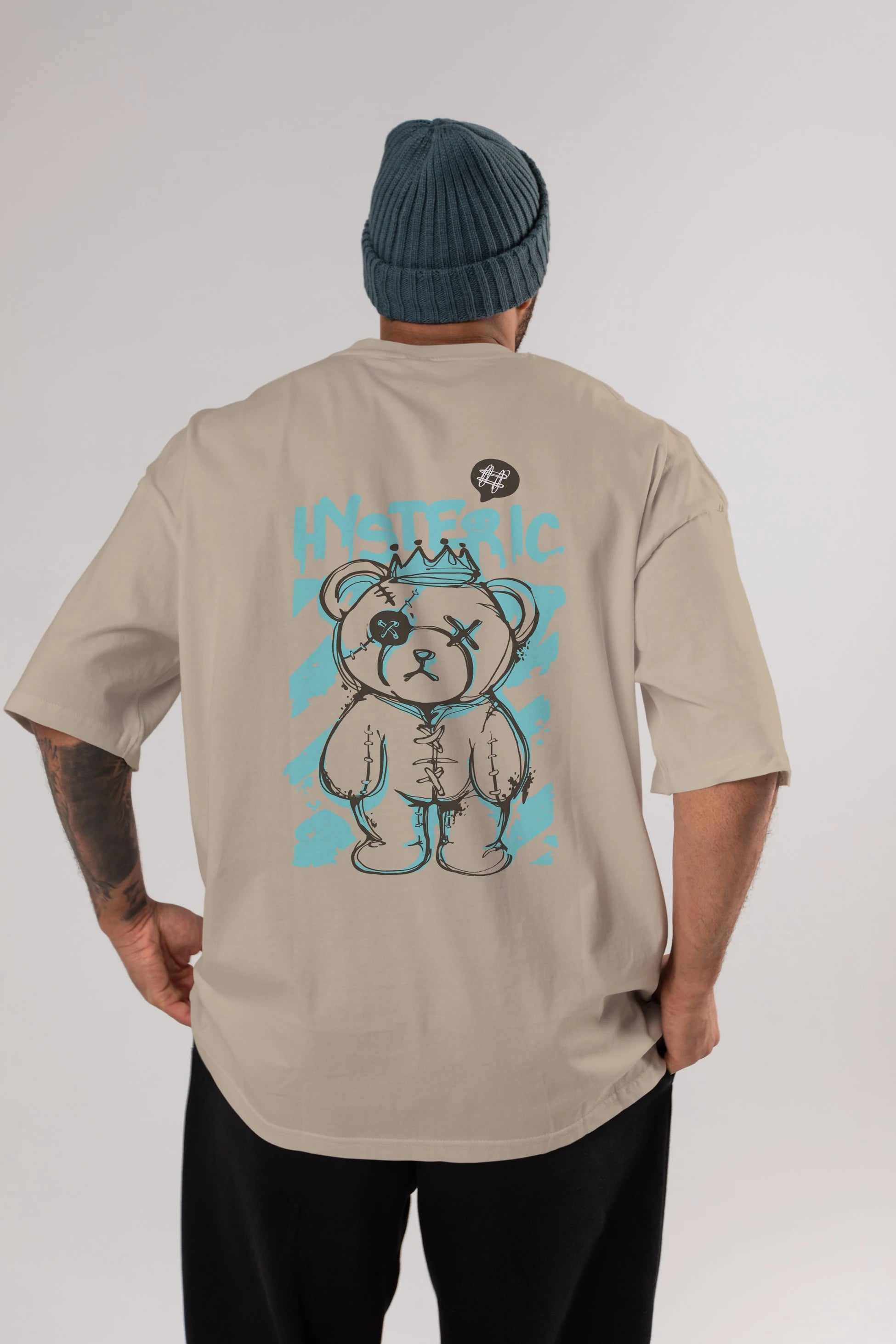 Hysteric Bear Arka Baskılı Oversize t-shirt Erkek Kadın Unisex