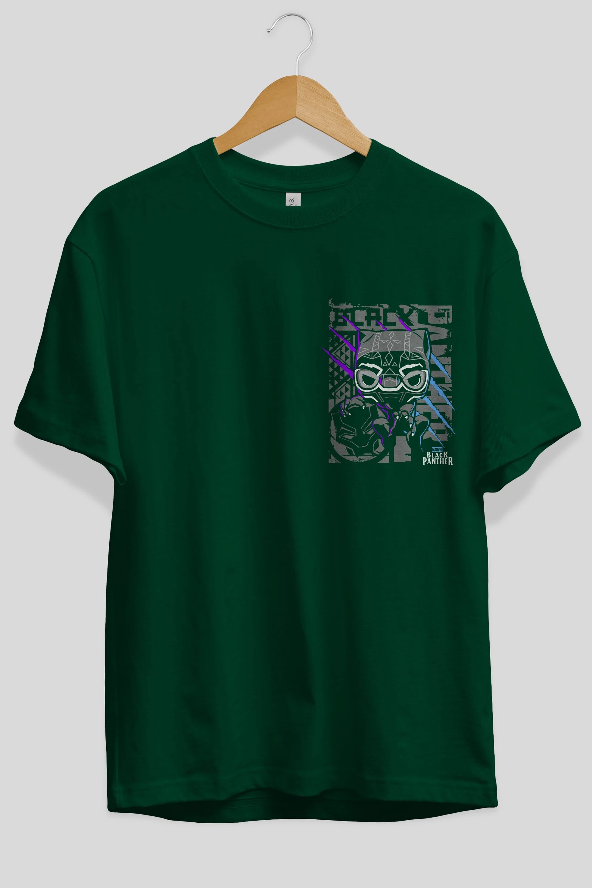Black Panther Ön Sol Baskılı Oversize t-shirt Erkek Kadın Unisex %100 Pamuk Bisiklet Yaka tişort