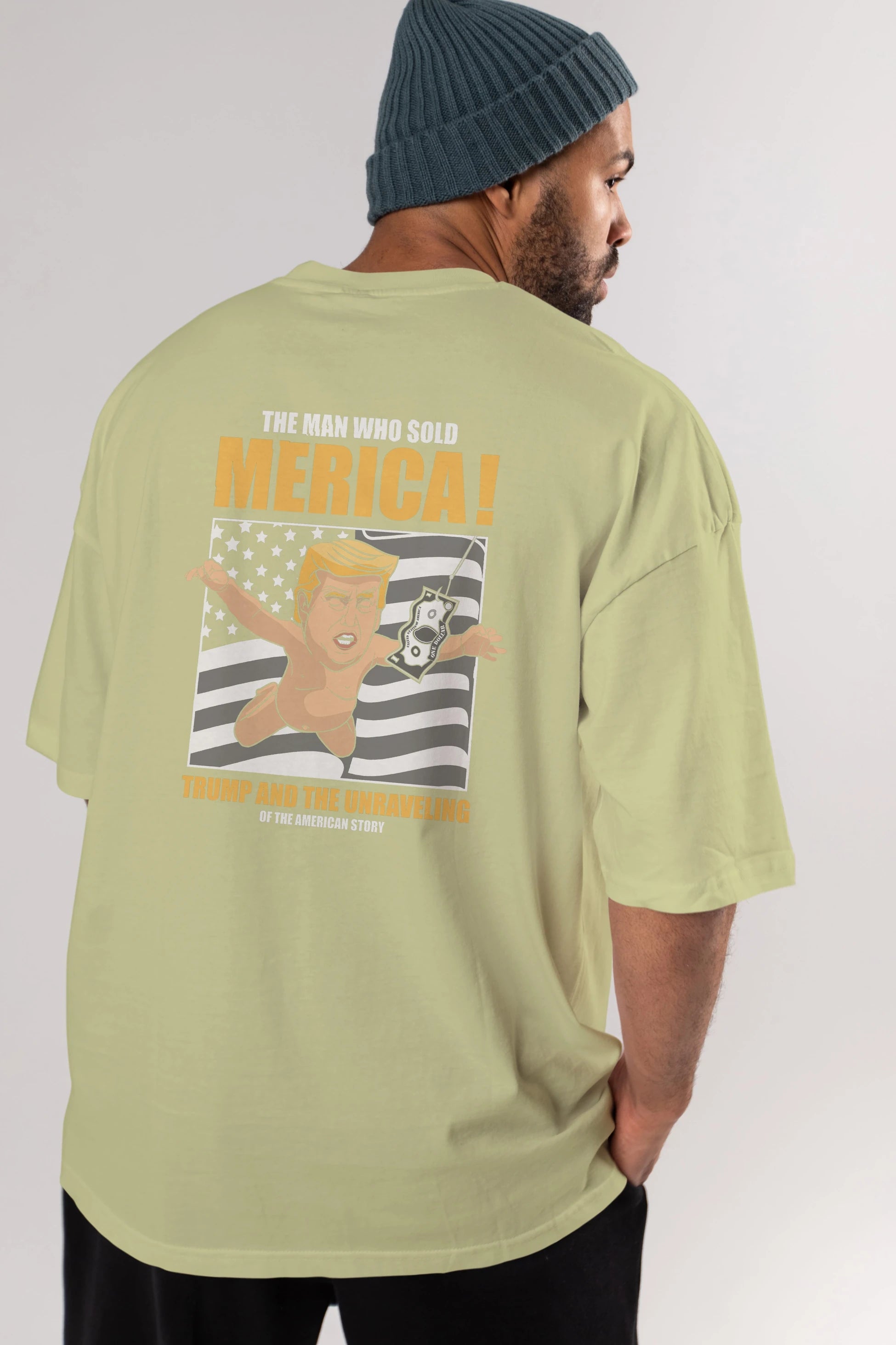 Trump Nirvana Arka Baskılı Oversize t-shirt Erkek Kadın Unisex %100 Pamuk tişort