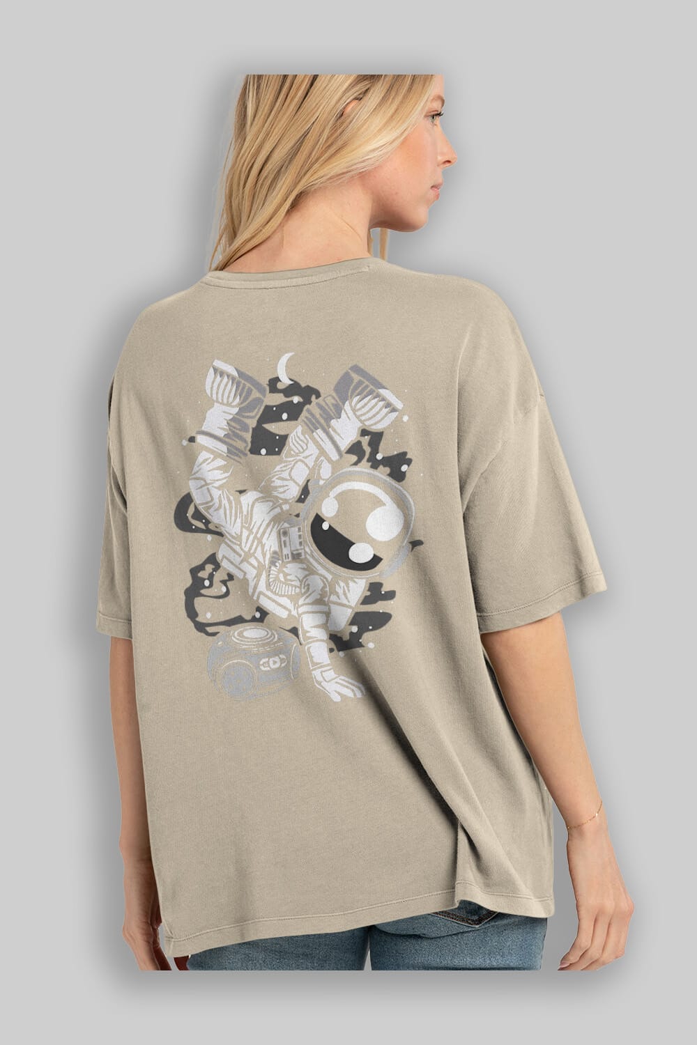 Space Breakdance Arka Baskılı Oversize t-shirt Erkek Kadın Unisex