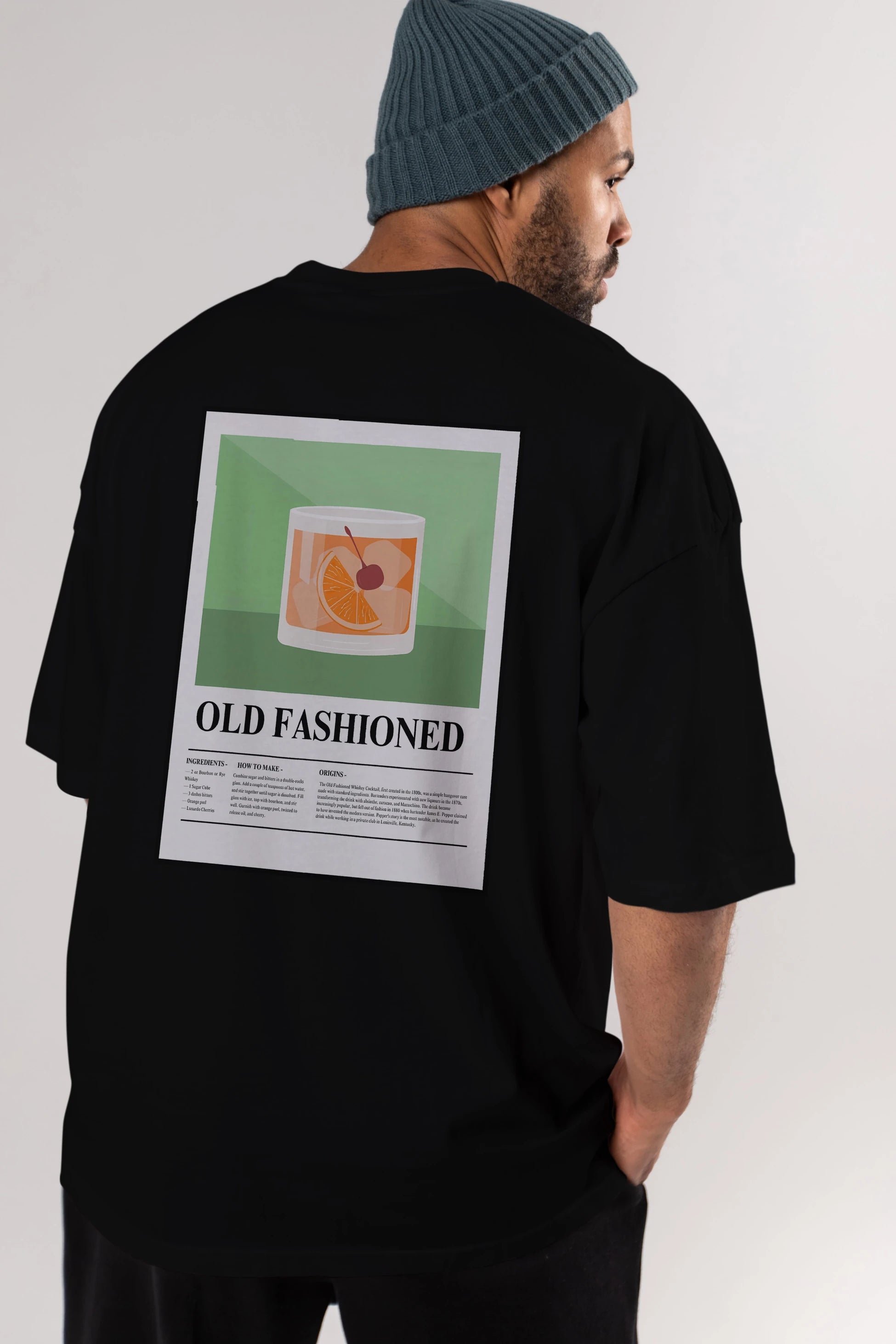 Old Fashioned Arka Baskılı Oversize t-shirt Erkek Kadın Unisex %100 Pamuk Bisiklet Yaka tişort