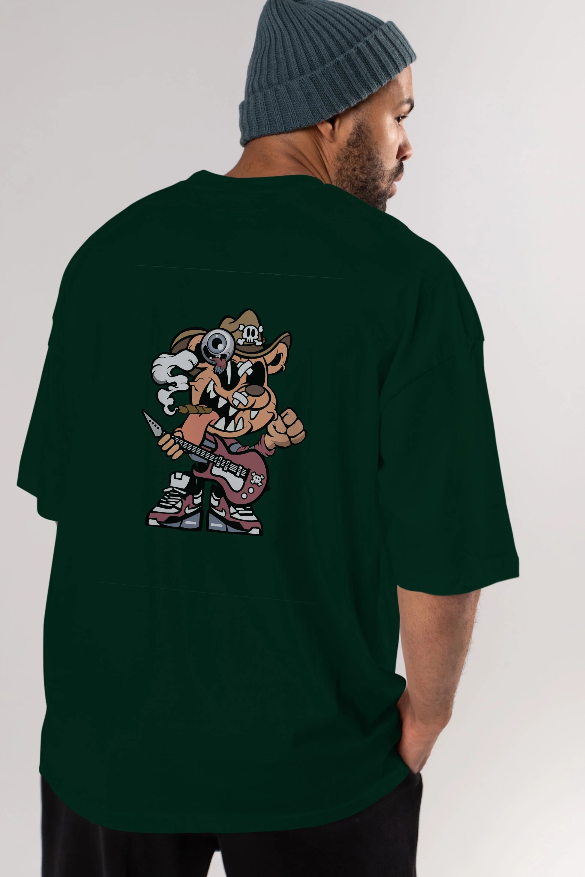Freddy Bear Arka Baskılı Oversize t-shirt Erkek Kadın Unisex %100 Pamuk tişort