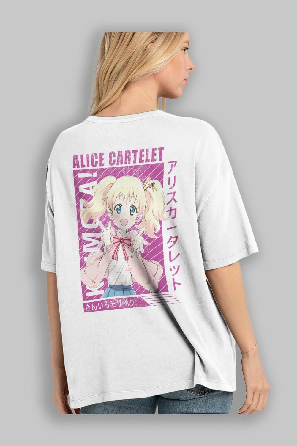 Alice Cartelet 12 Anime Arka Baskılı Oversize t-shirt Erkek Kadın Unisex