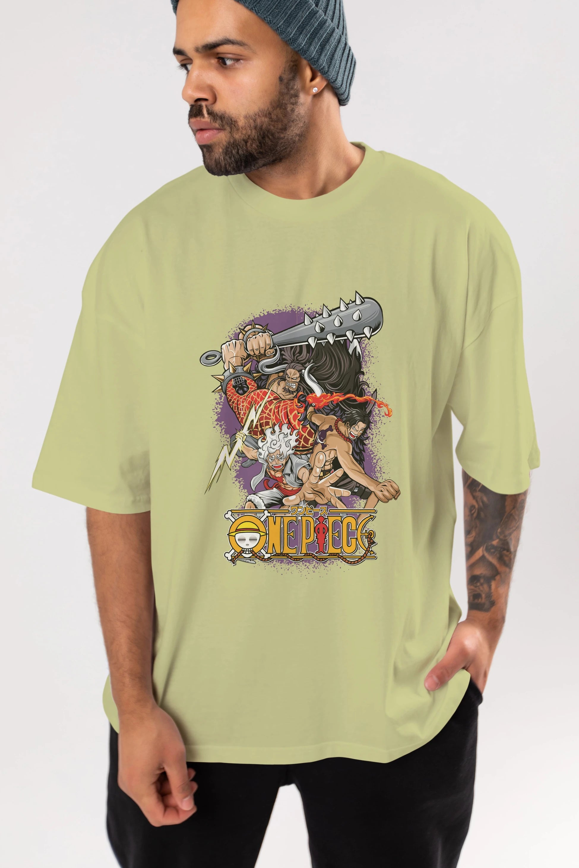 ONE PIECE (6) Anime Ön Baskılı Oversize t-shirt %100 pamuk Erkek Kadın Unisex