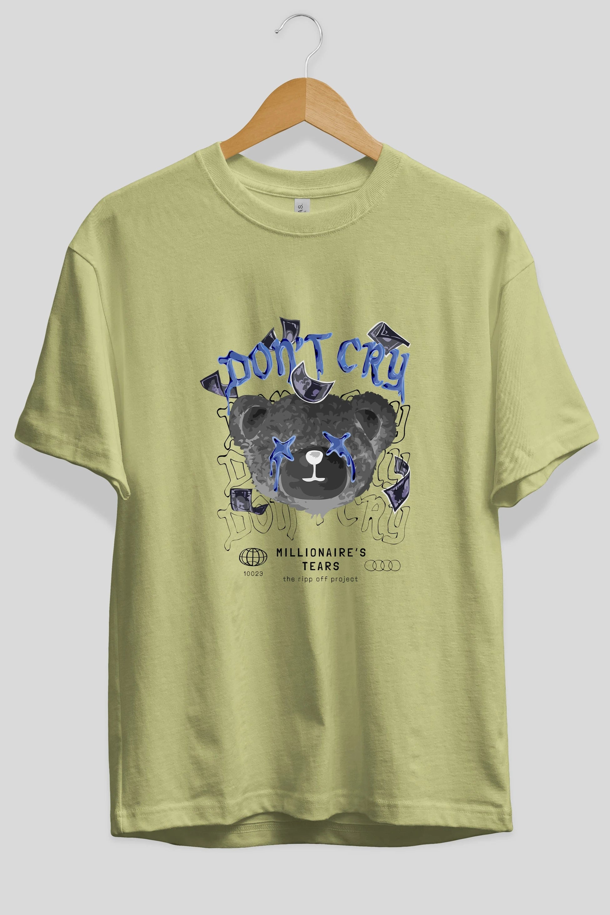 Dont Cry Bear Ön Baskılı Oversize t-shirt Erkek Kadın Unisex