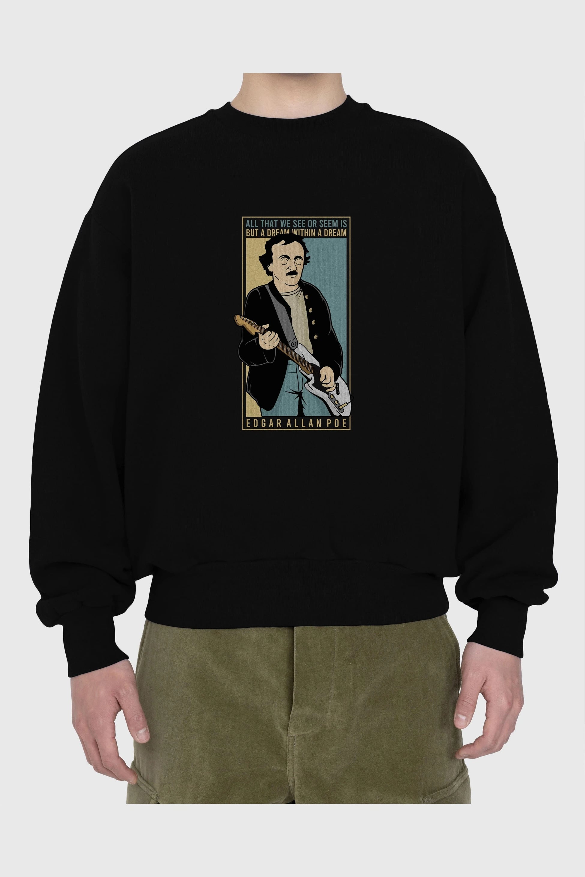 Edgar Alan Cobain Ön Baskılı Oversize Sweatshirt Erkek Kadın Unisex
