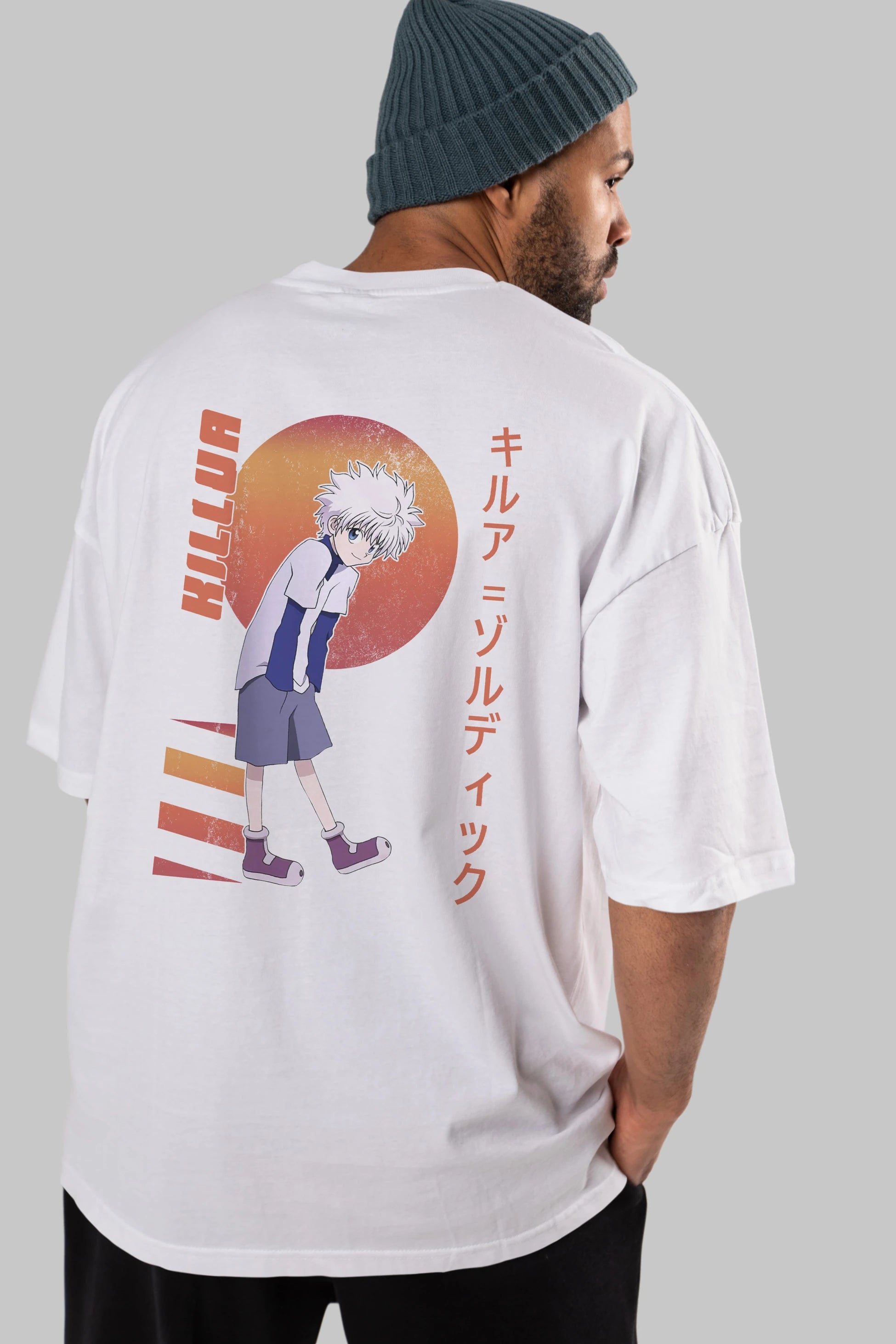 Killua Zoldyck 5 2 Anime Arka Baskılı Oversize t-shirt Erkek Kadın Unisex