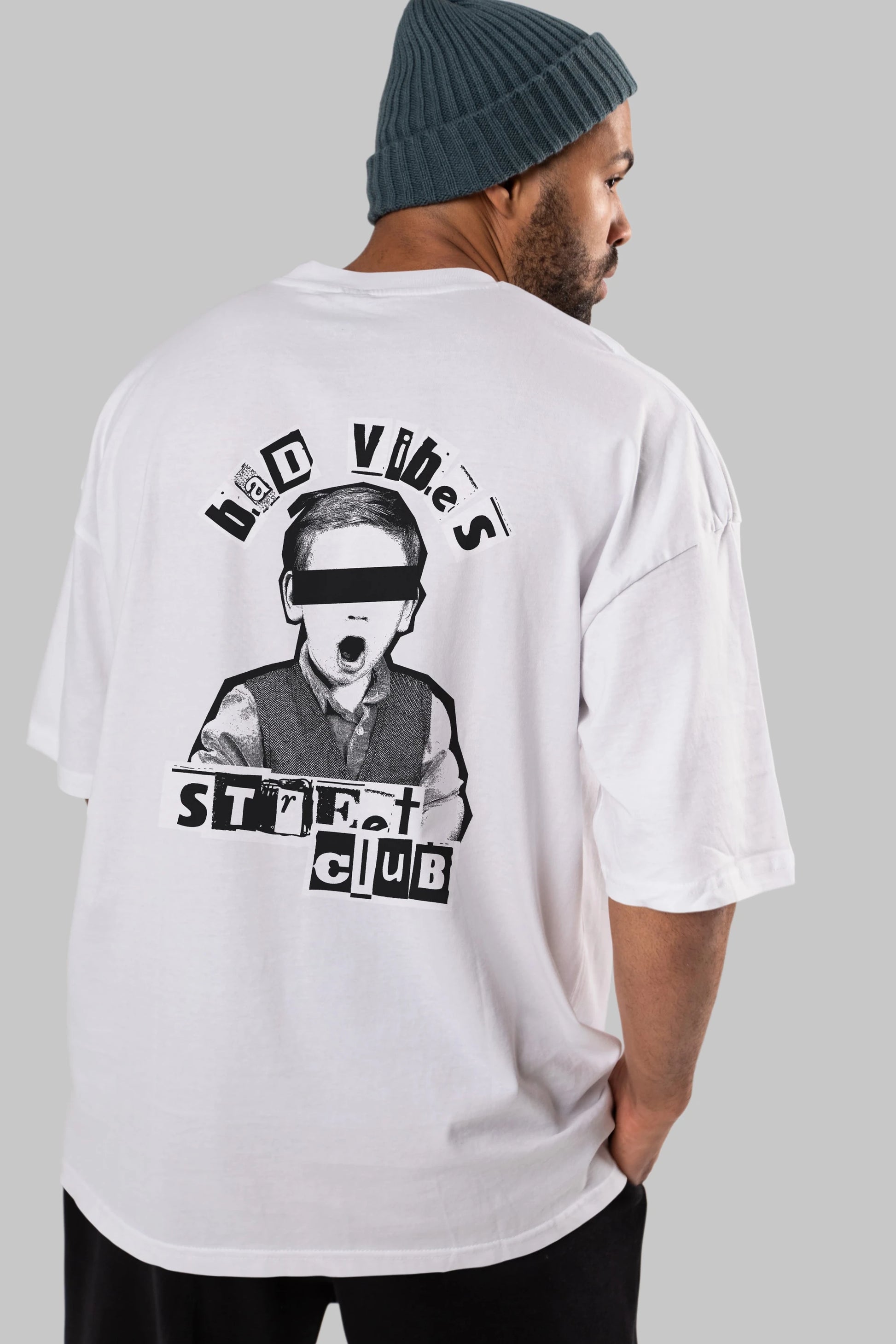 Bad Vibes Street Club Arka Baskılı Oversize t-shirt Erkek Kadın Unisex