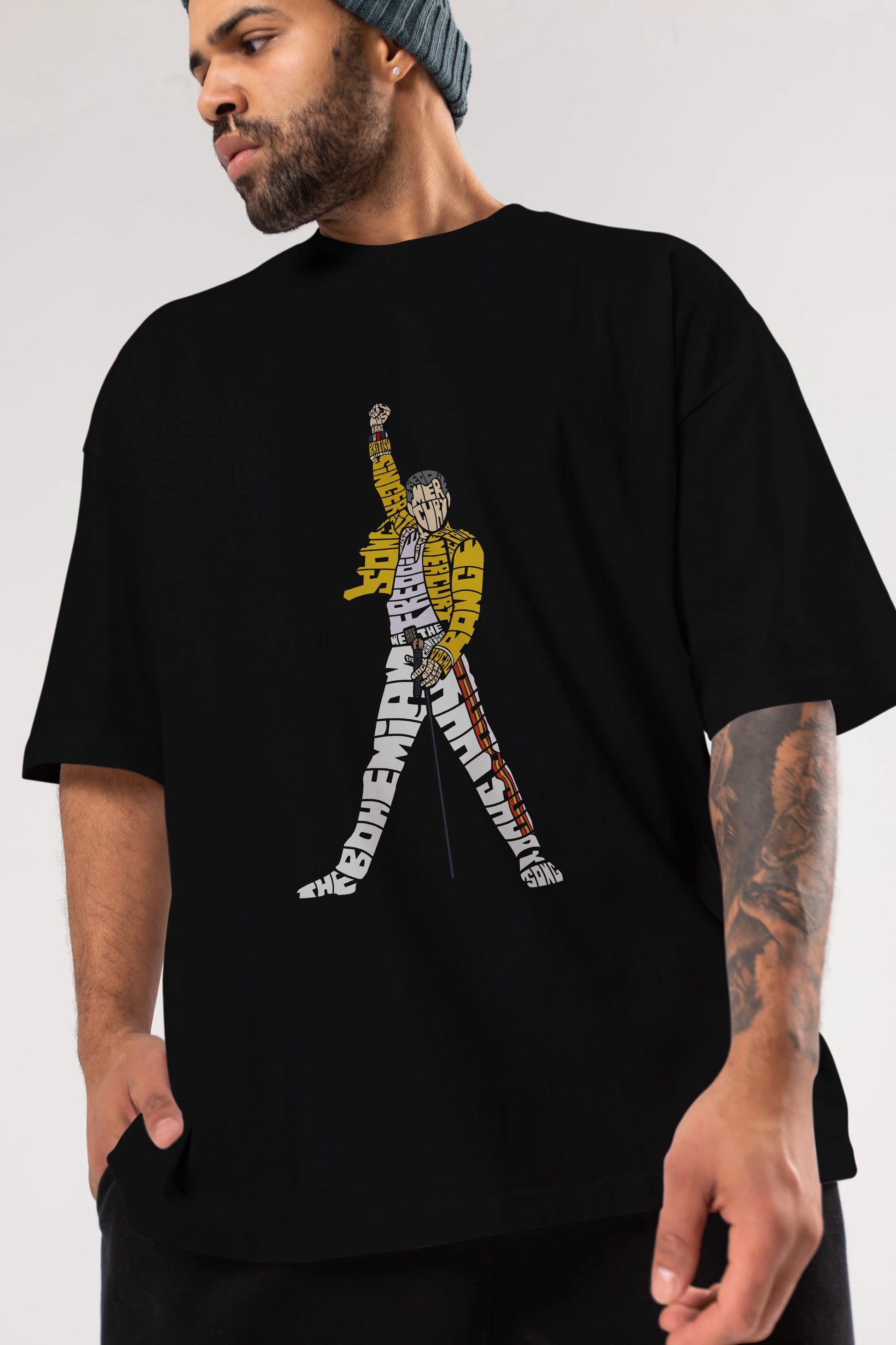 Freddy Mercury Ön Baskılı Oversize t-shirt %100 pamuk Erkek Kadın Unisex
