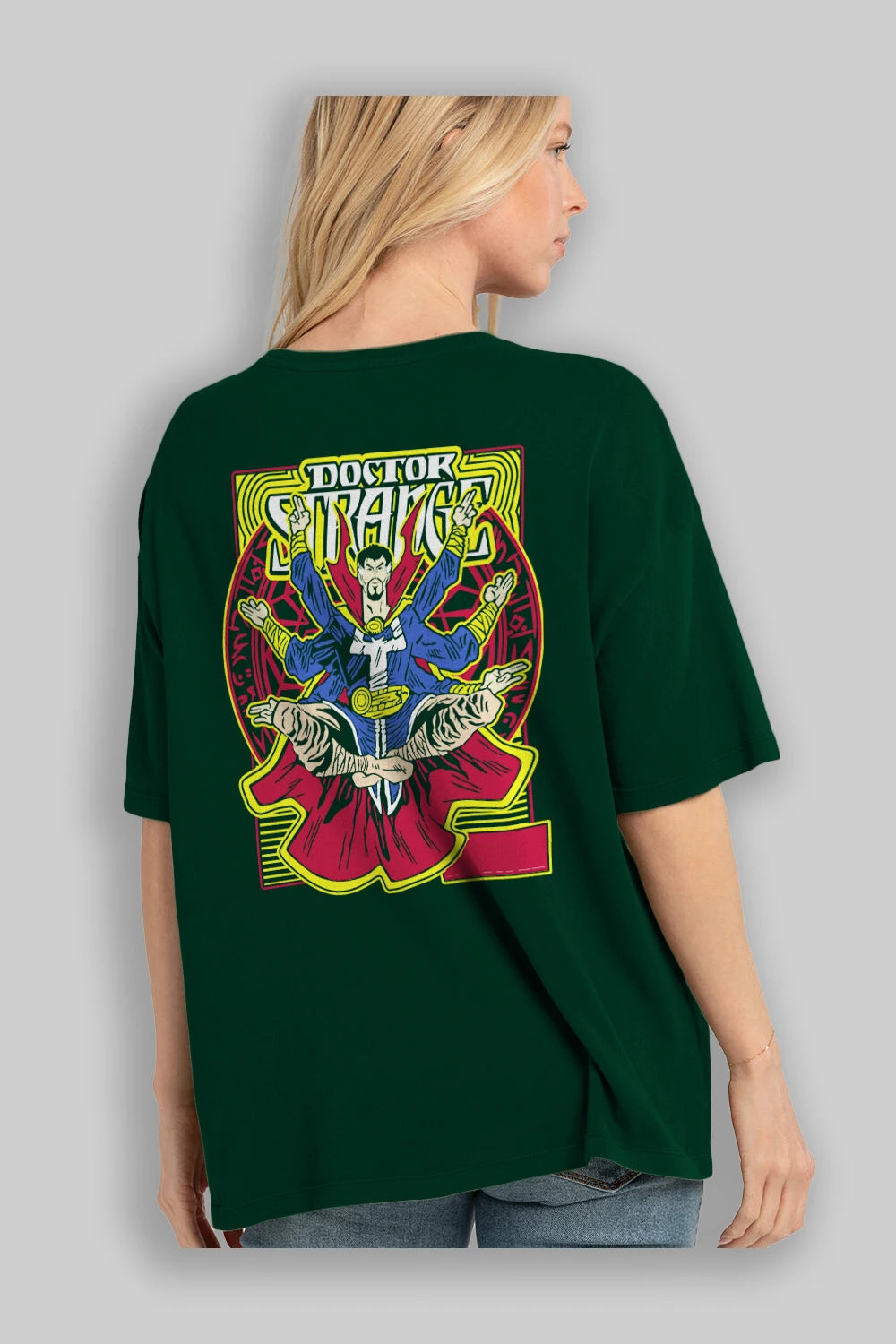 Doctor Strange (1) Arka Baskılı Oversize t-shirt Erkek Kadın Unisex %100 Pamuk Bisiklet Yaka tişort