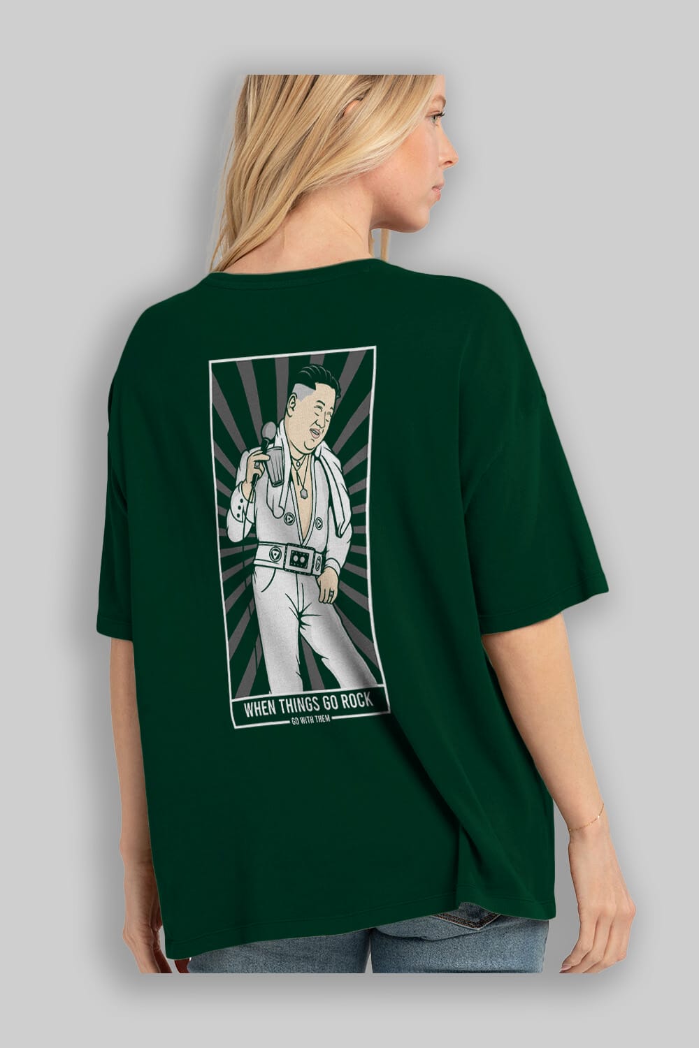 Kim Elvis Arka Baskılı Oversize t-shirt Erkek Kadın Unisex %100 Pamuk tişort