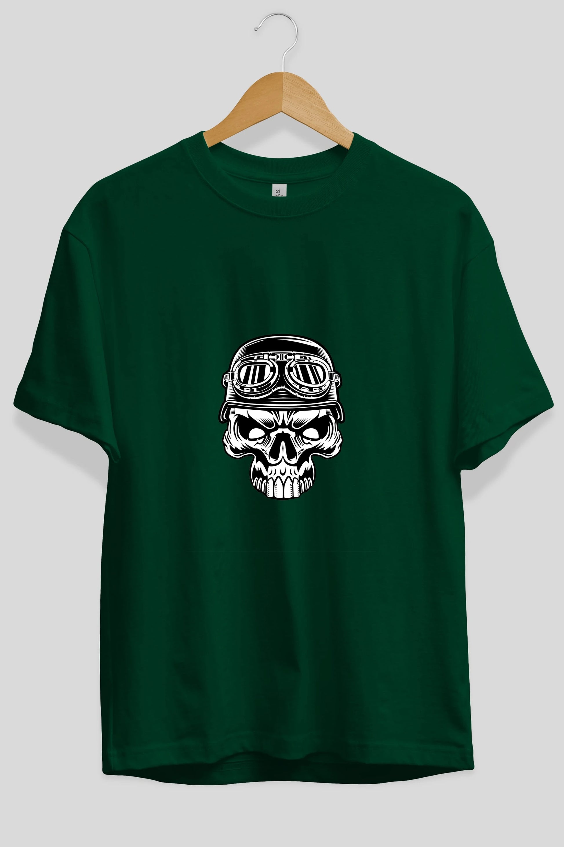 Biker Skull Helmet Ön Baskılı Oversize t-shirt Erkek Kadın Unisex %100 Pamuk tişort