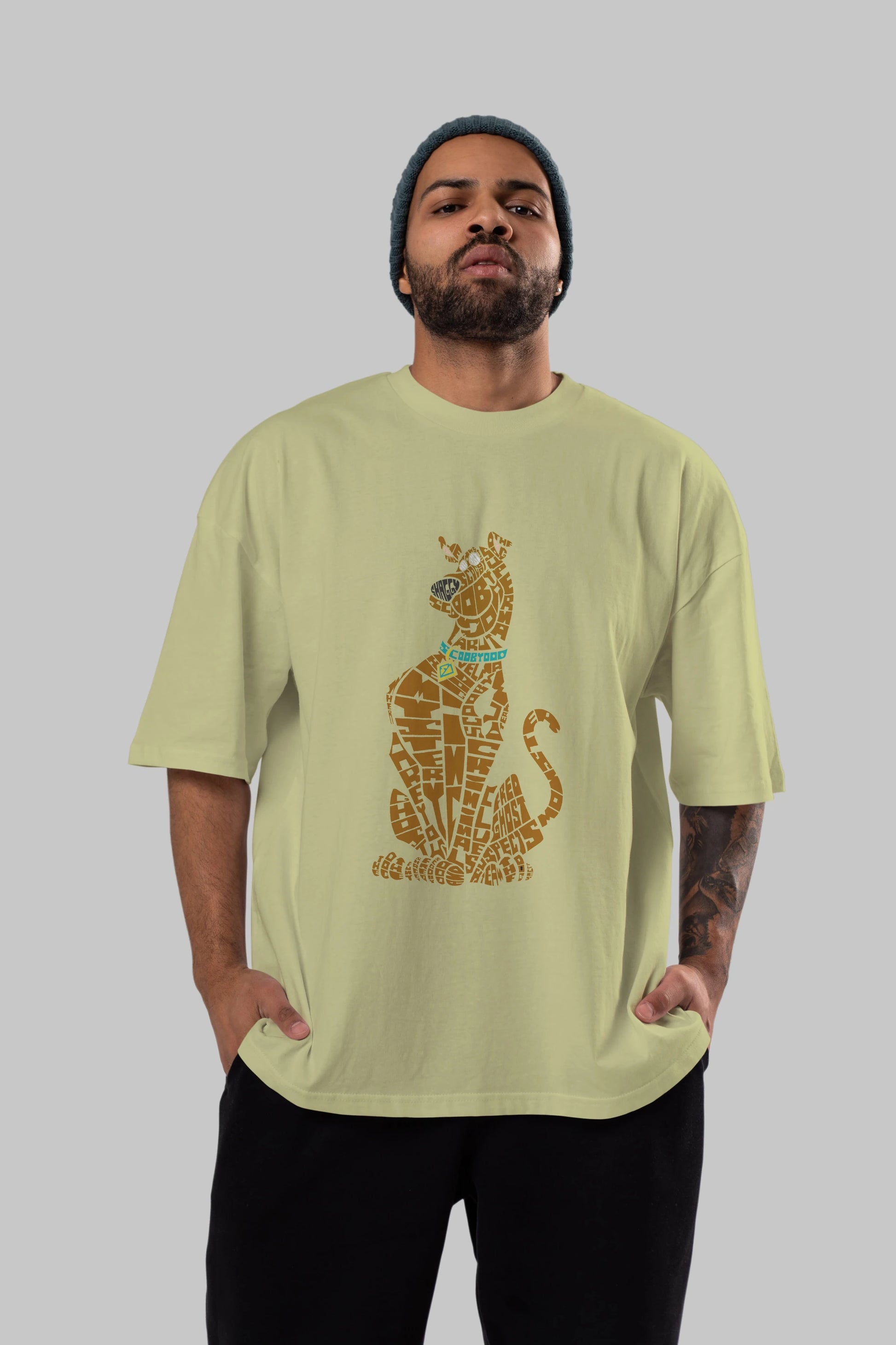 Scooby Doo Ön Baskılı Oversize t-shirt %100 pamuk Erkek Kadın Unisex