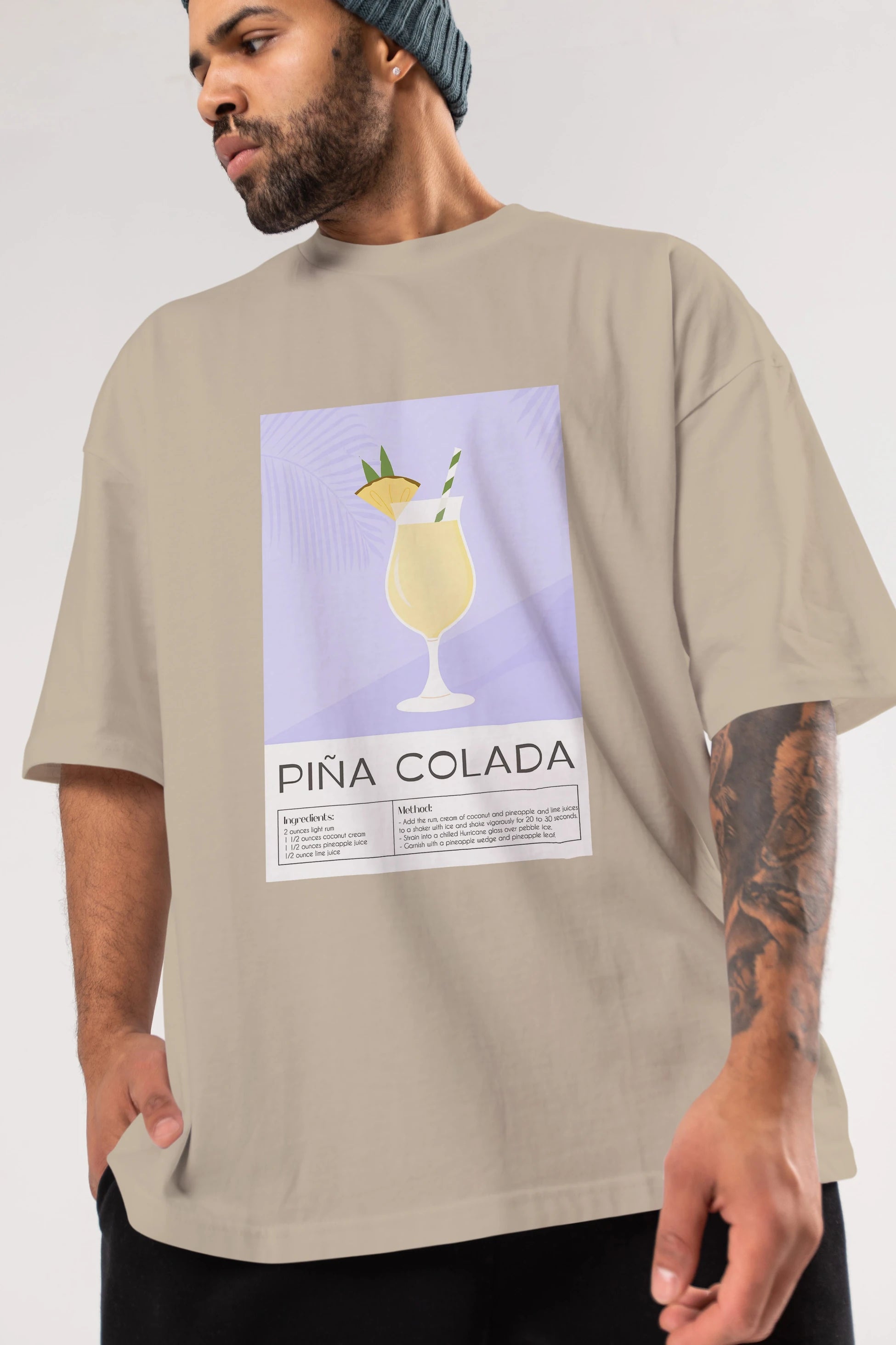 PIna Colada 6 Ön Baskılı Oversize t-shirt Erkek Kadın Unisex %100 Pamuk Bisiklet Yaka tişort