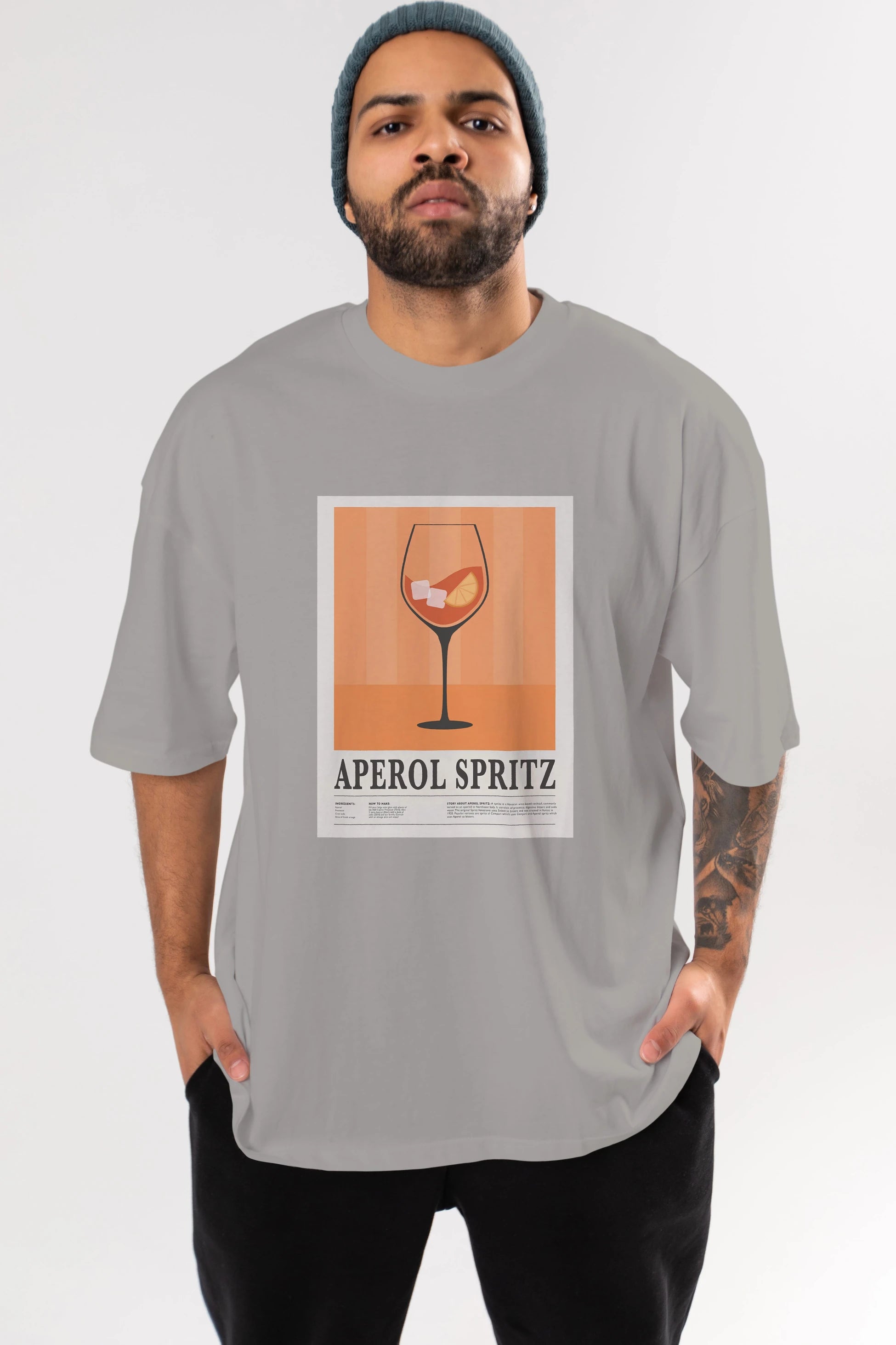 Aperol Spritz 8 Ön Baskılı Oversize t-shirt Erkek Kadın Unisex %100 Pamuk Bisiklet Yaka tişort