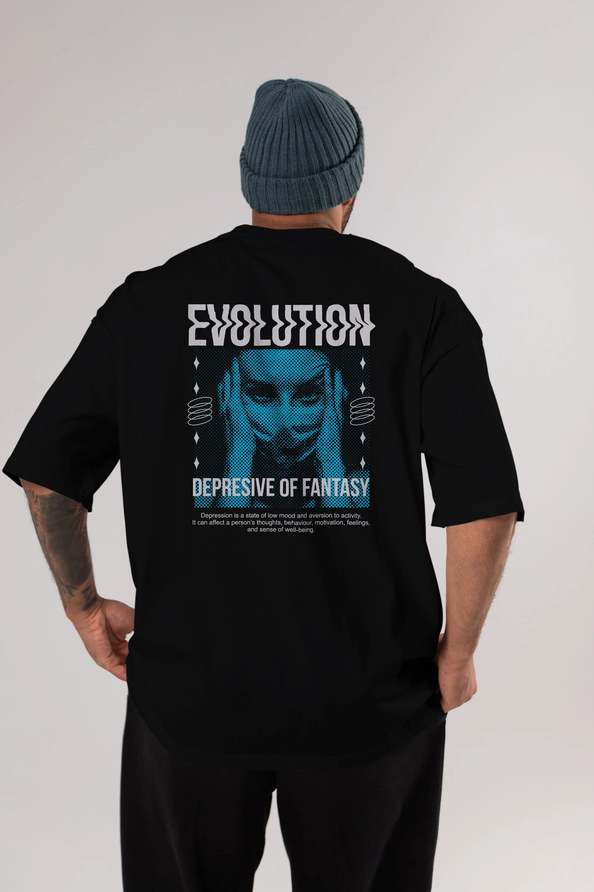 Evolution Arka Baskılı Oversize t-shirt Erkek Kadın Unisex