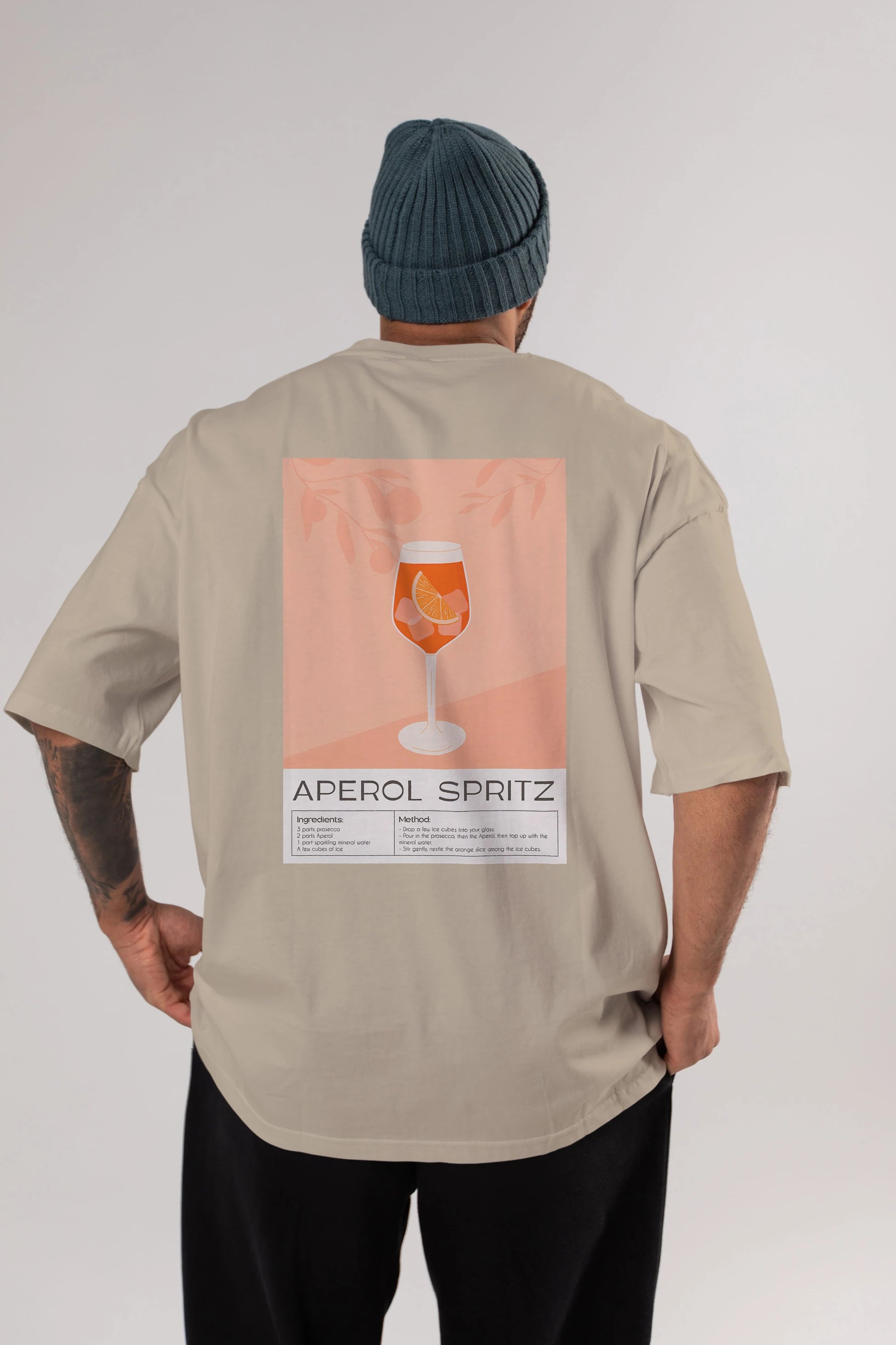 Aperol Spritz 7 Arka Baskılı Oversize t-shirt Erkek Kadın Unisex %100 Pamuk Bisiklet Yaka tişort