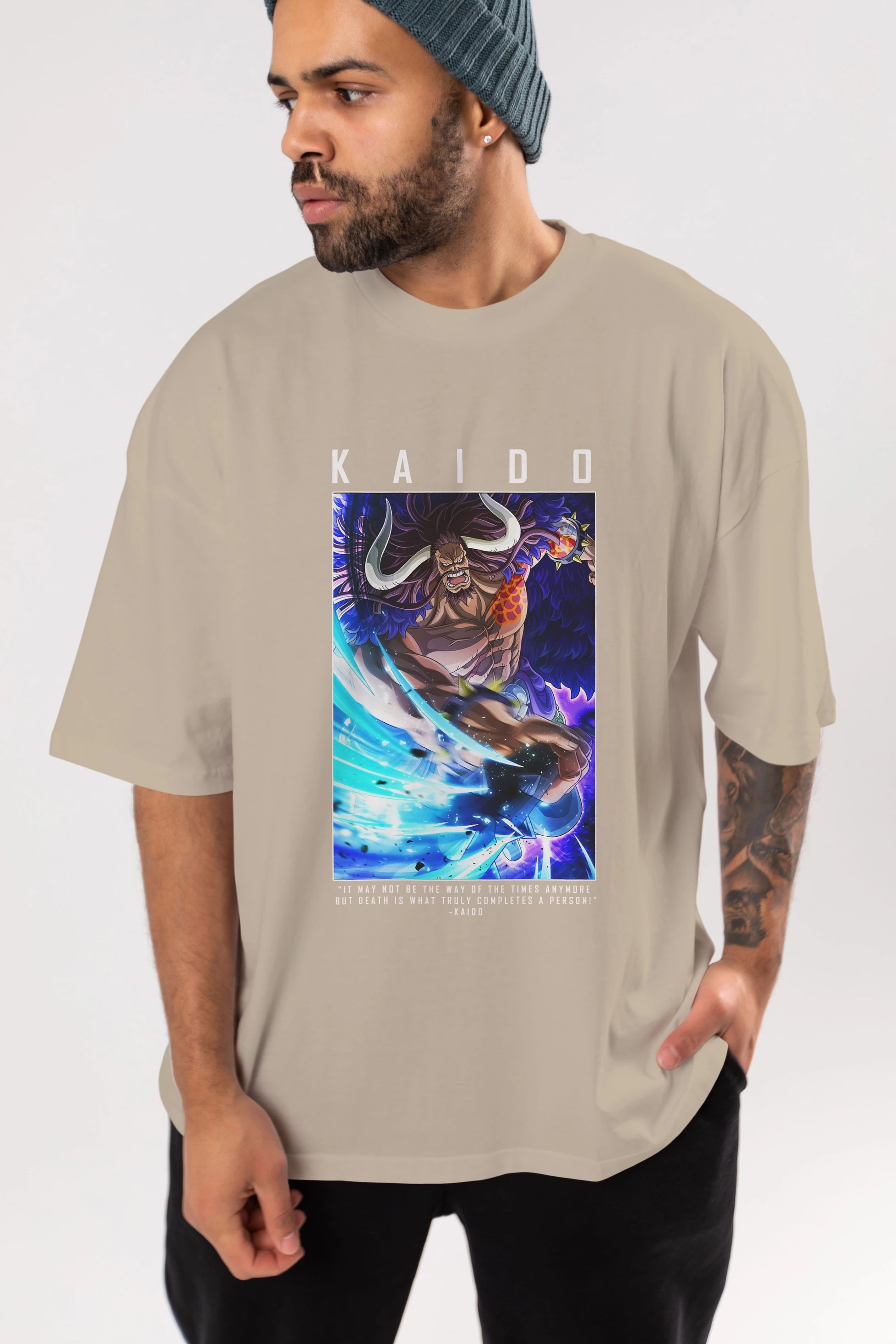Kaido 2 Anime Ön Baskılı Oversize t-shirt Erkek Kadın Unisex