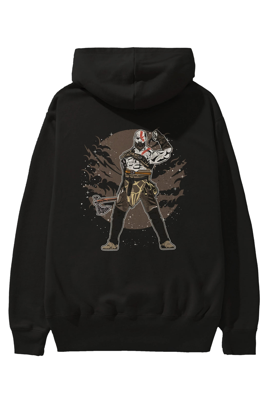 GOD OF WAR Arka Baskılı Hoodie Oversize Kapüşonlu Sweatshirt Erkek Kadın Unisex