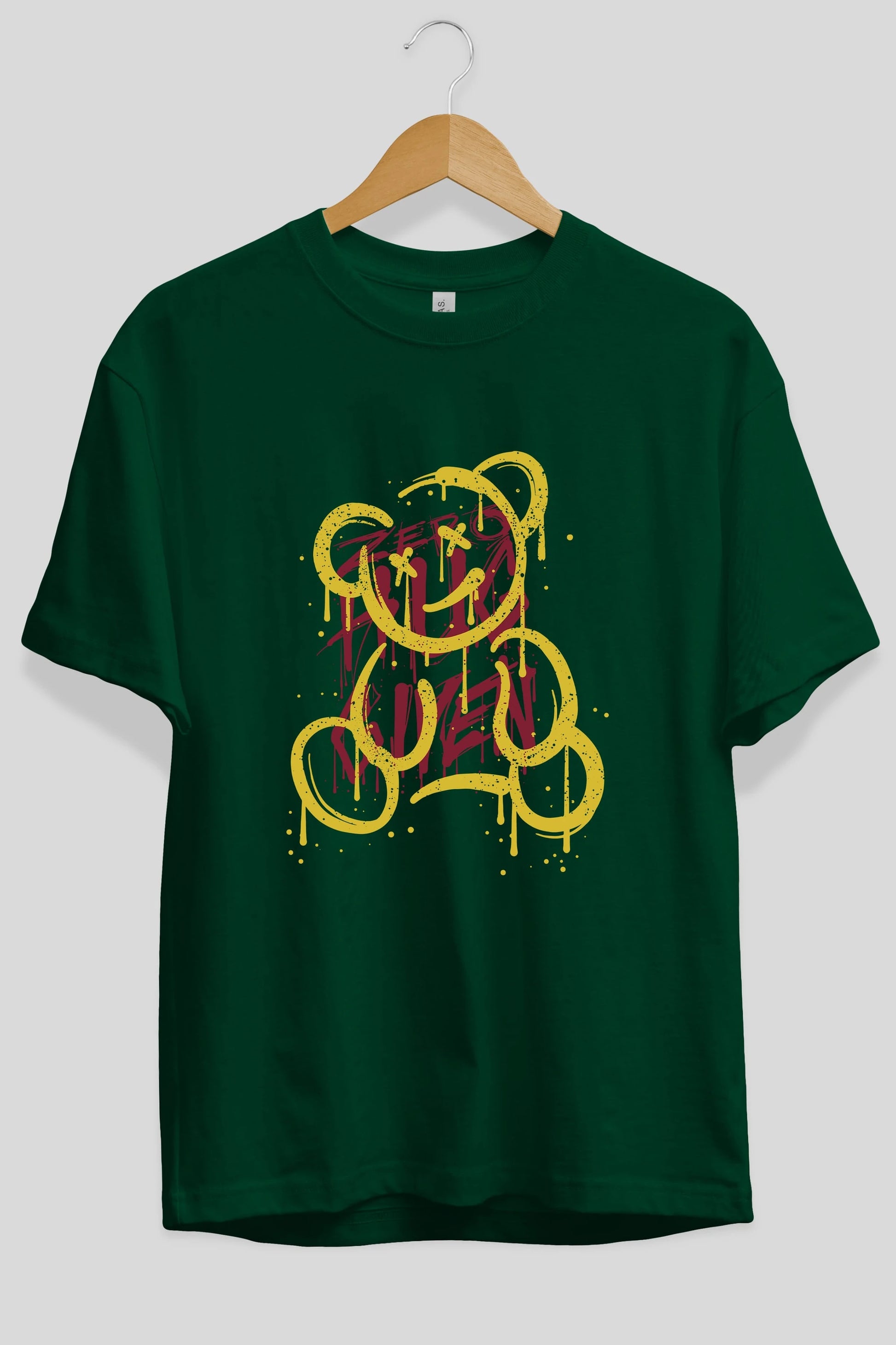 Zero Hug Bear Ön Baskılı Oversize t-shirt Erkek Kadın Unisex