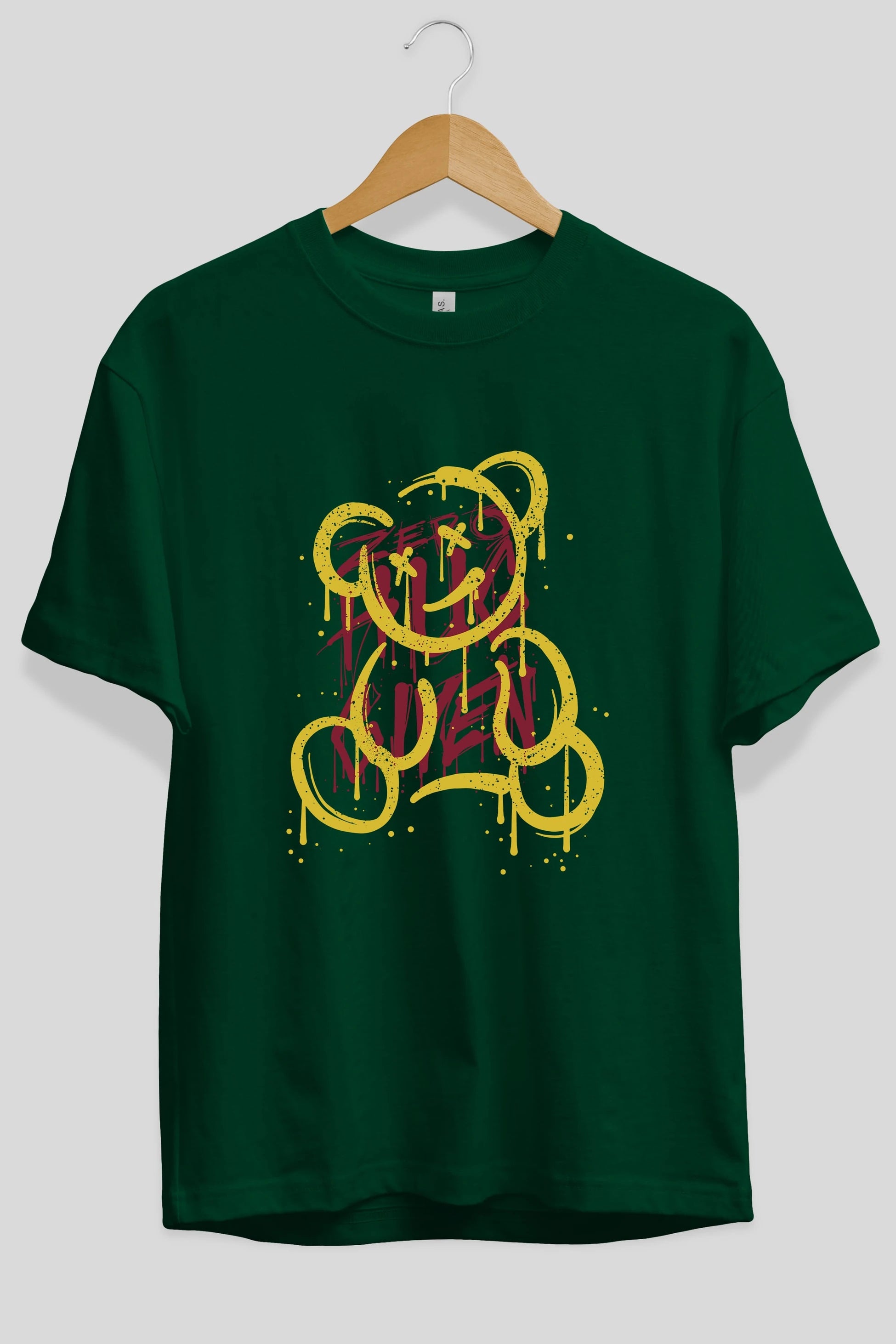 Zero Hug Bear Ön Baskılı Oversize t-shirt Erkek Kadın Unisex