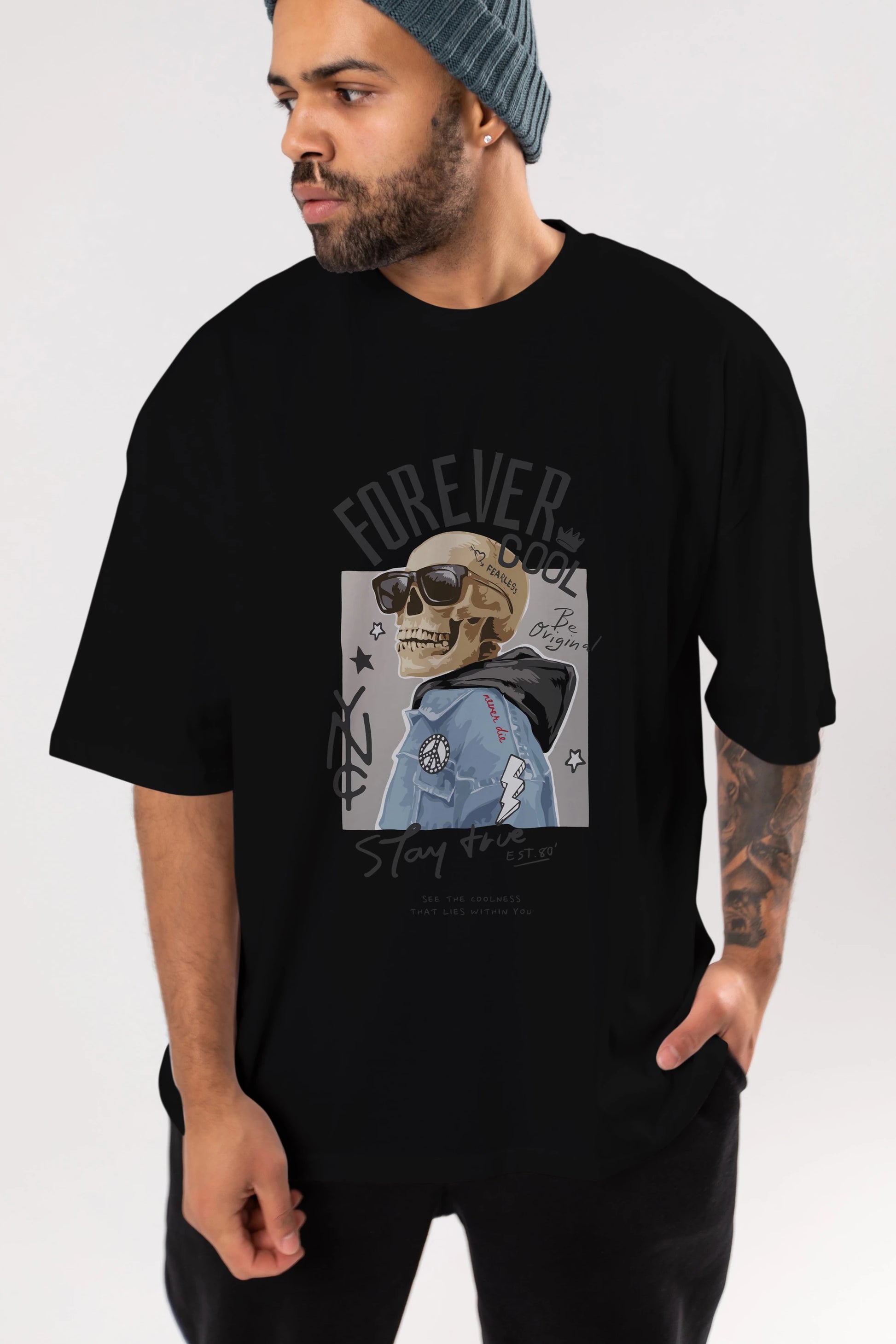 Teddy Bear Forever Cool Ön Baskılı Oversize t-shirt Erkek Kadın Unisex %100 Pamuk