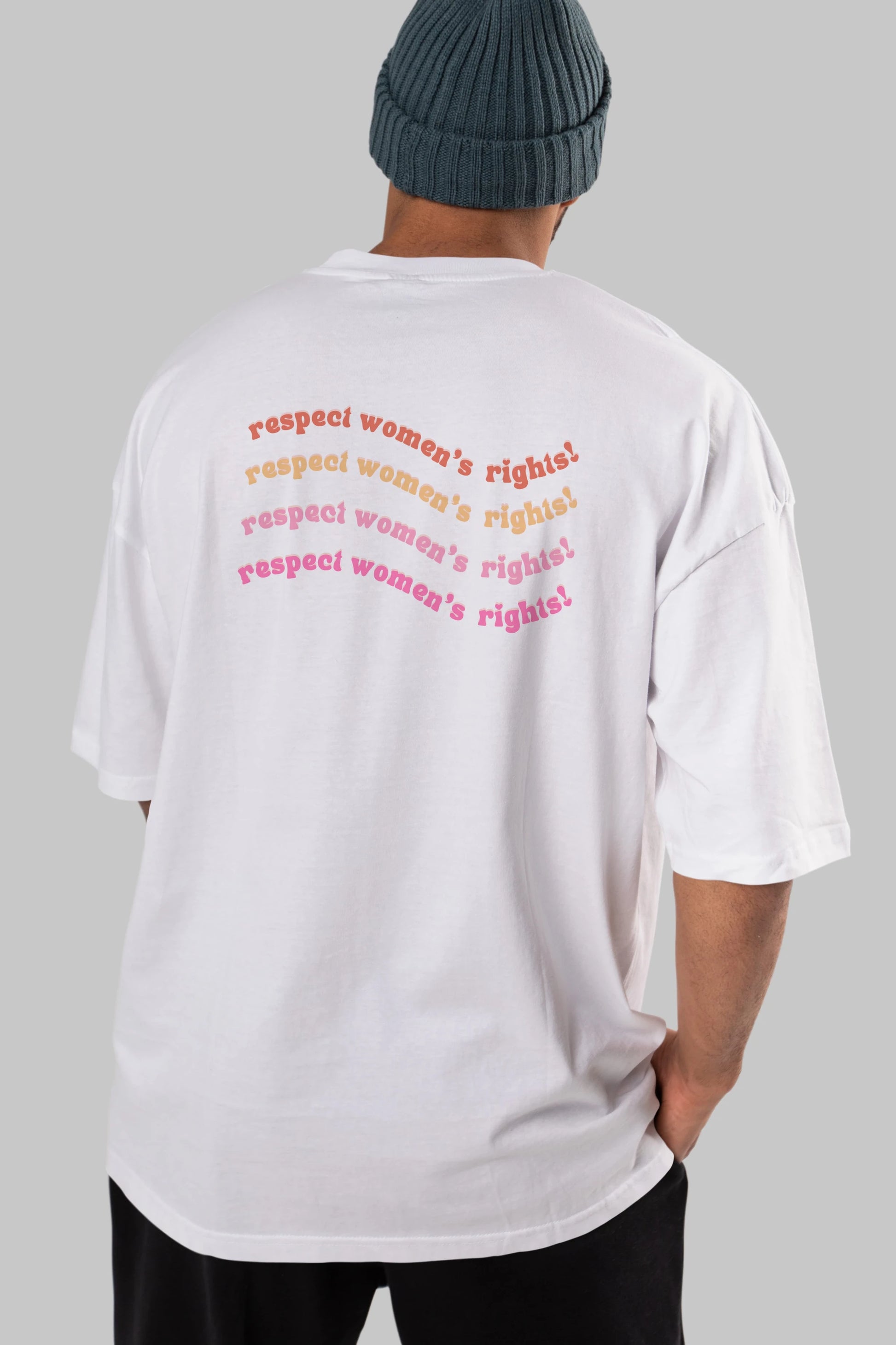 Respect Women Yazılı Arka Baskılı Oversize t-shirt Erkek Kadın Unisex