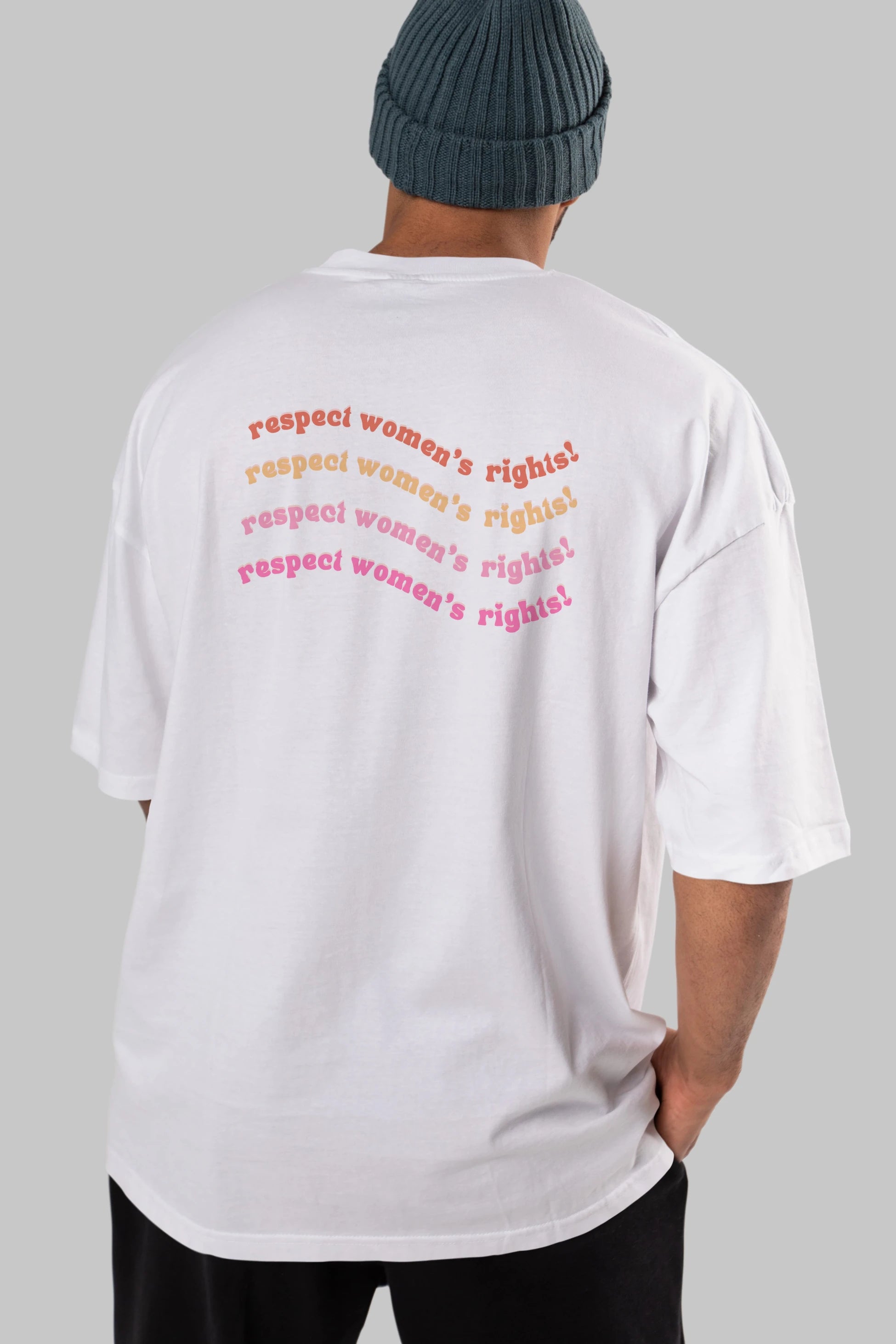 Respect Women Yazılı Arka Baskılı Oversize t-shirt Erkek Kadın Unisex