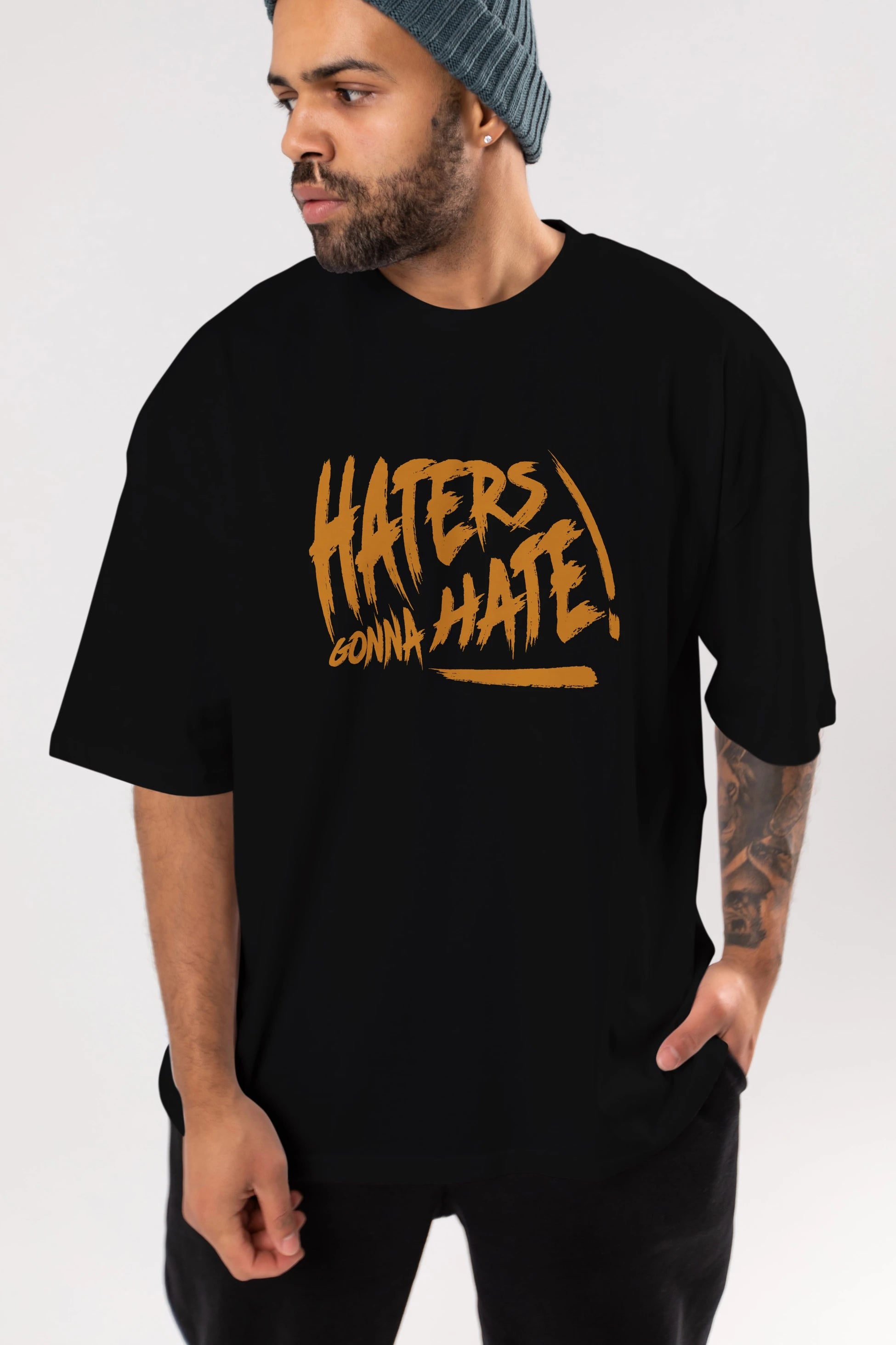 Hater Gonna Hate Ön Baskılı Oversize t-shirt Erkek Kadın Unisex