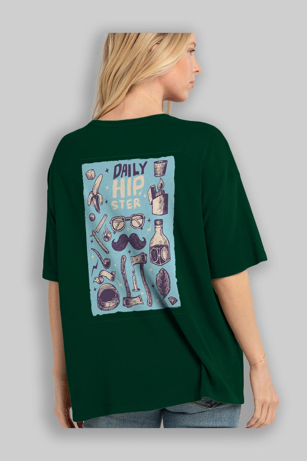 Hipster Arka Baskılı Oversize t-shirt Erkek Kadın Unisex %100 Pamuk