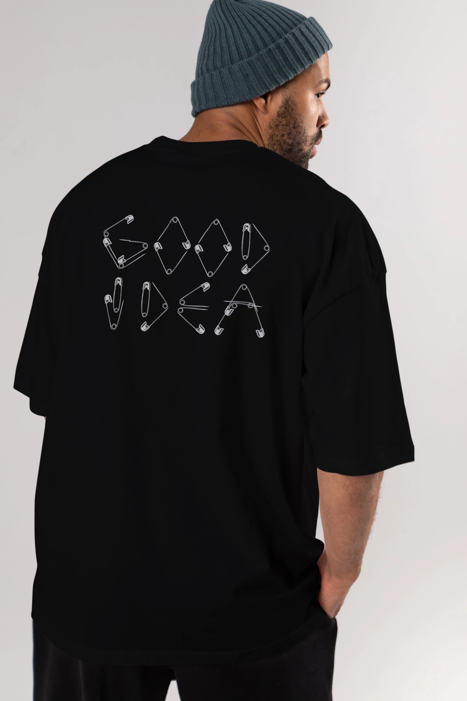 Good Idea Arka Baskılı Oversize t-shirt %100 pamuk Erkek Kadın Unisex